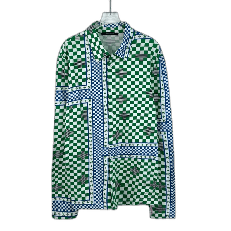 Louis Vuitton Louis Vuitton Green Checkered Long Sleeve Shirt Size US L / EU 52-54 / 3 - 1 Thumbnail