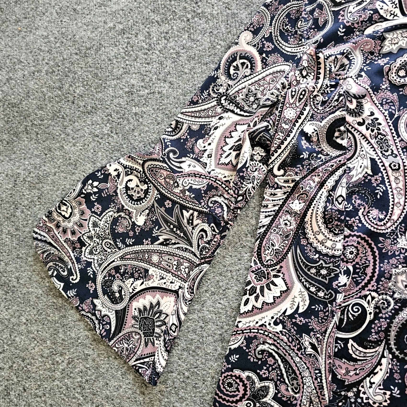 Vintage Cocomo Top Women Large Black Brown Paisley 3/4 Sleeve Slinky Stretchy Career Blouse Dress Shirt Ladies Womens Size L / US 10 / IT 46 - 4 Thumbnail