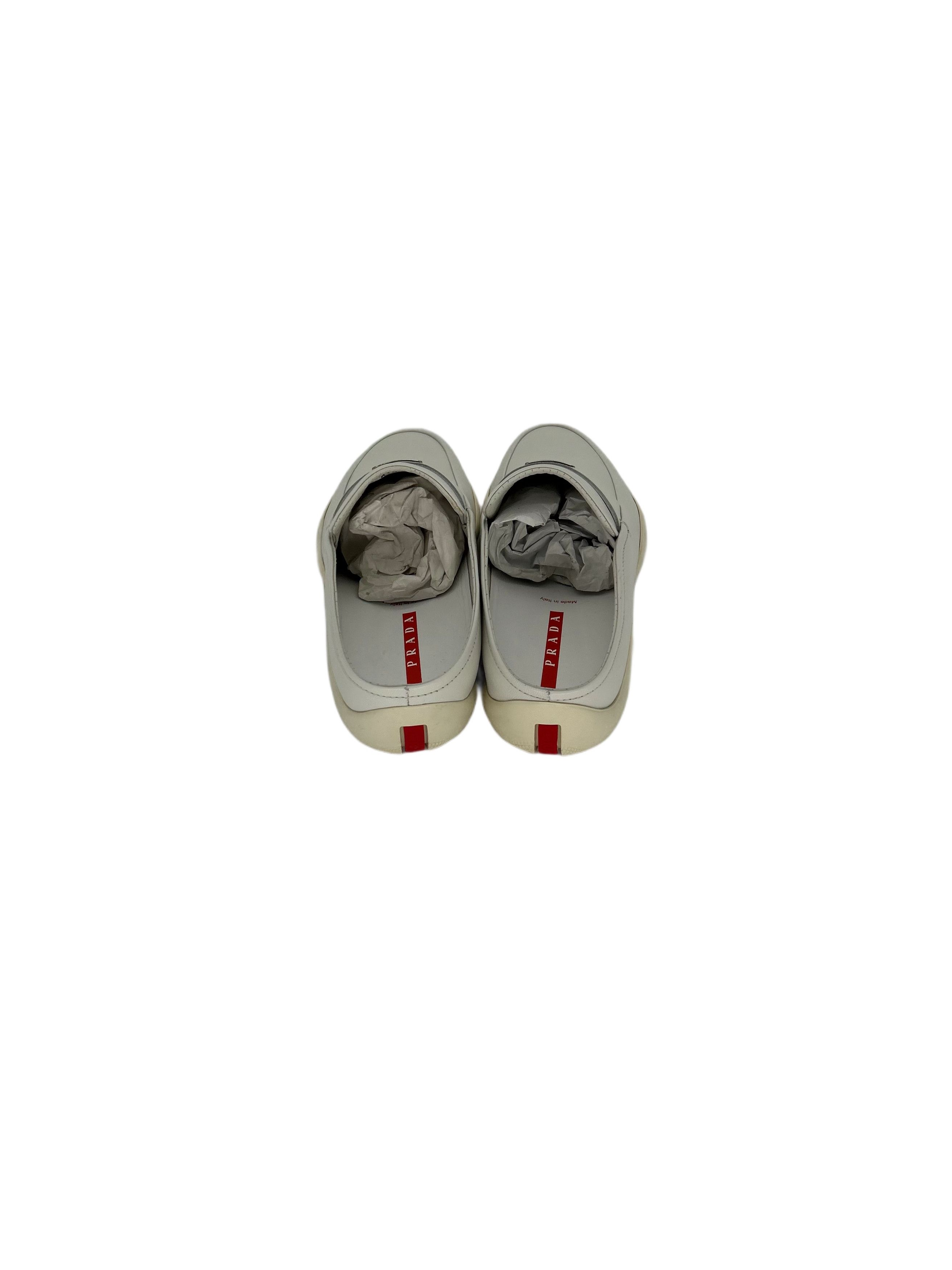 Prada Prada Linea Rossa White Mules With Metal Logo Size US 7.5 / EU 40-41 - 6 Thumbnail