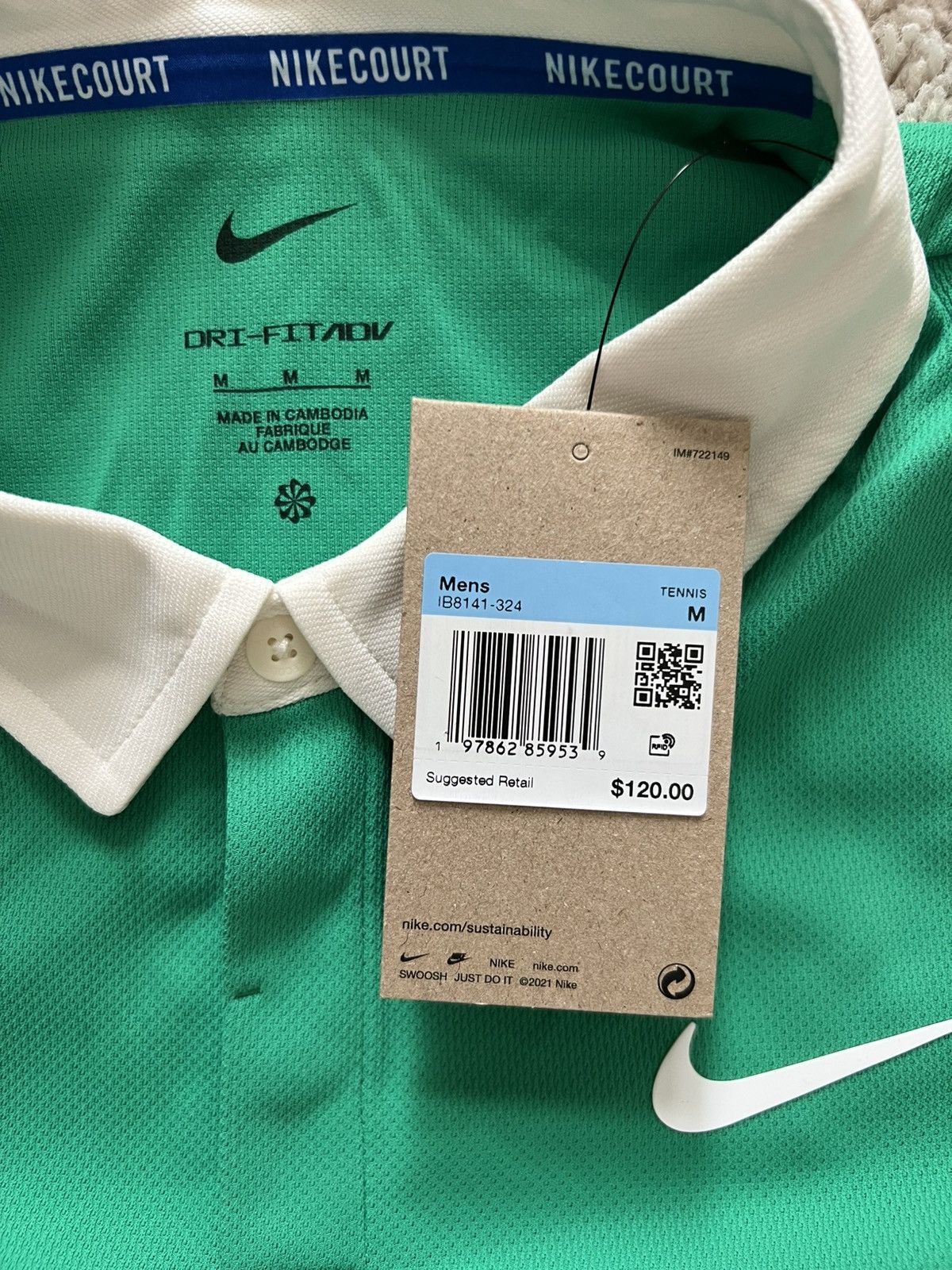 Nike Nike Court Advantage Slam Green Blue Long Sleeve Polo - Size US M / EU 48-50 / 2 - 6 Thumbnail