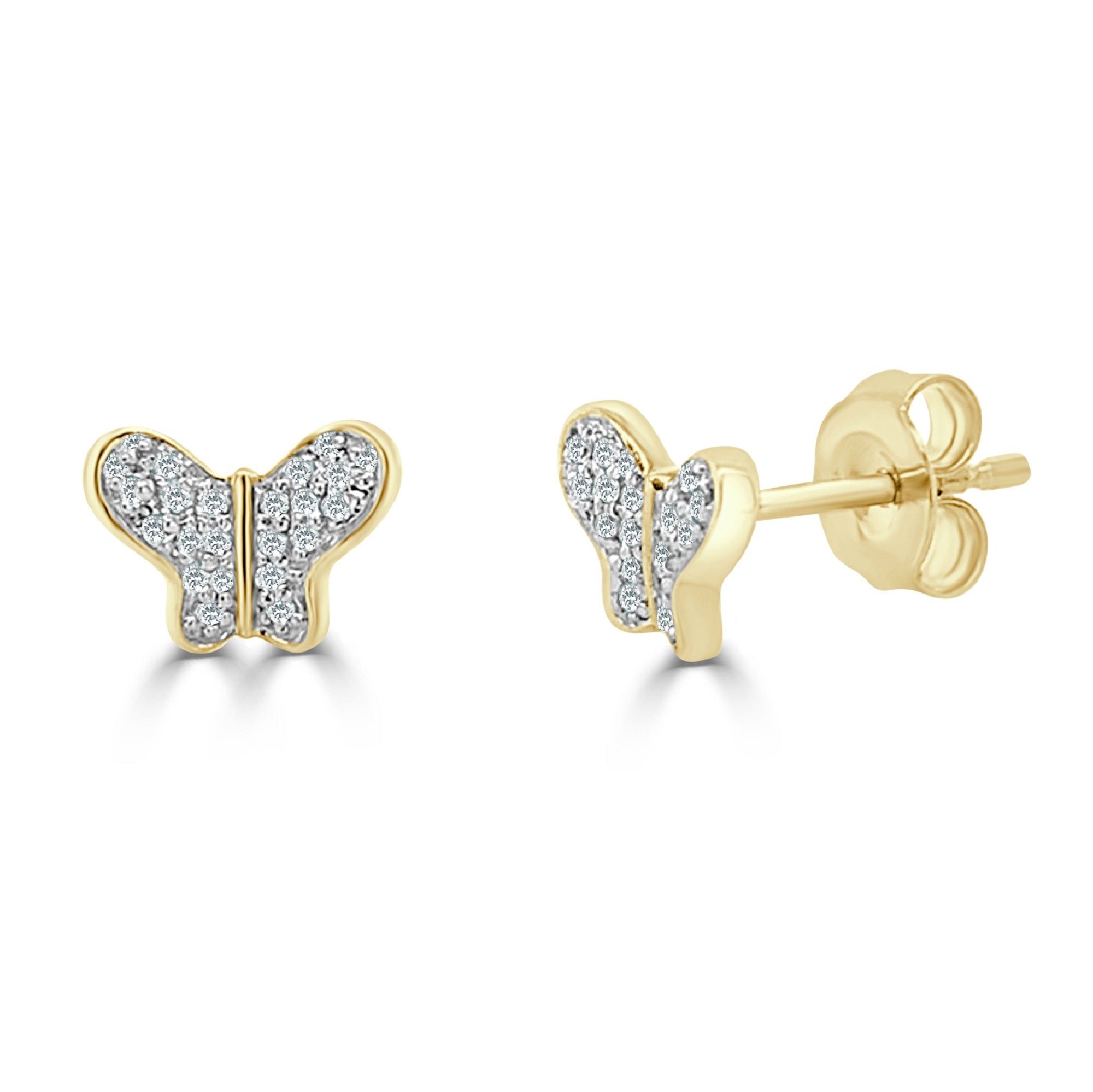 Other 14k Yellow Gold & Diamond Butterfly Studs Size ONE SIZE - 1 Preview