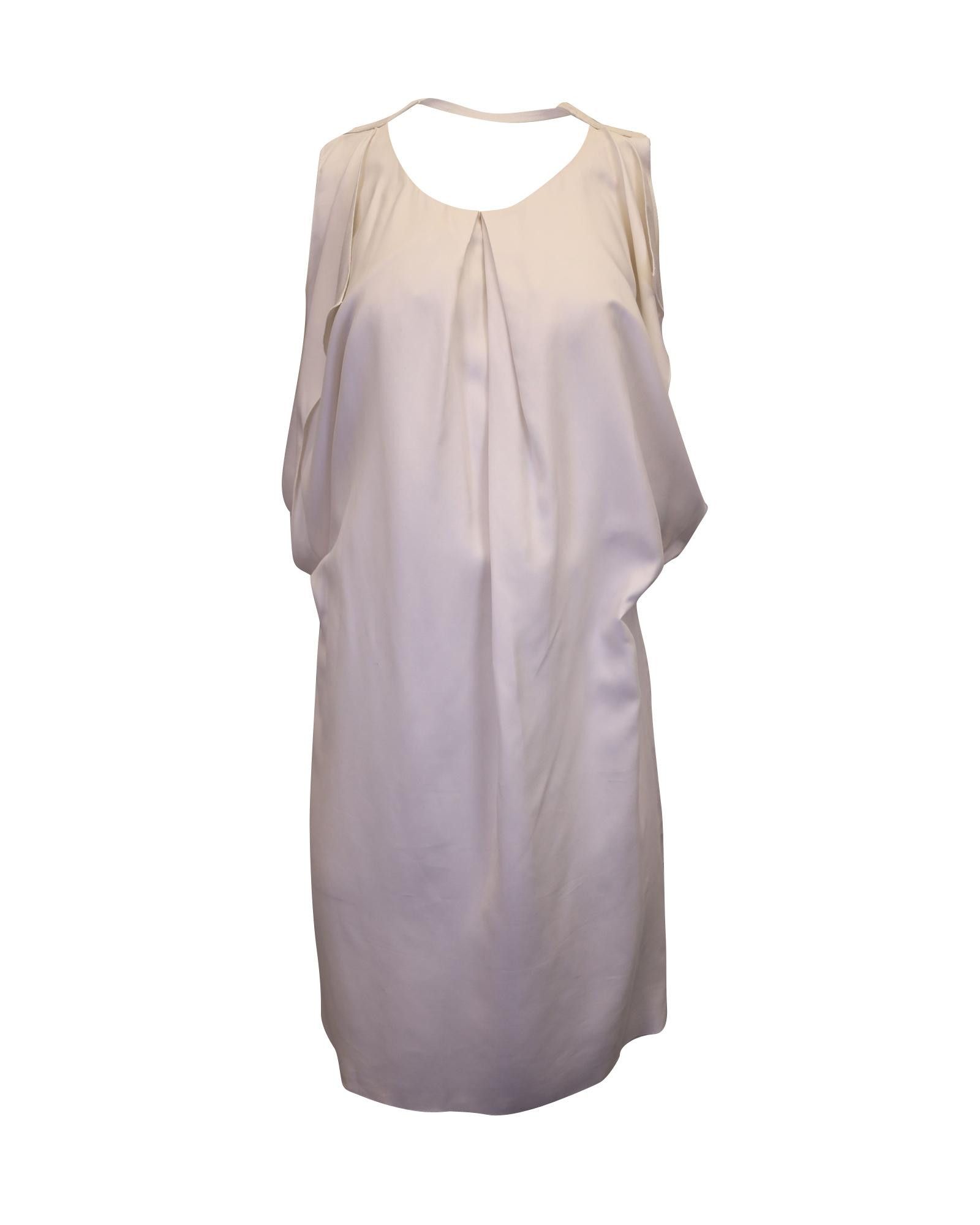 image of Acne Studios White Draped Midi Dress With Pockets in Beige, Women's (Size XS)