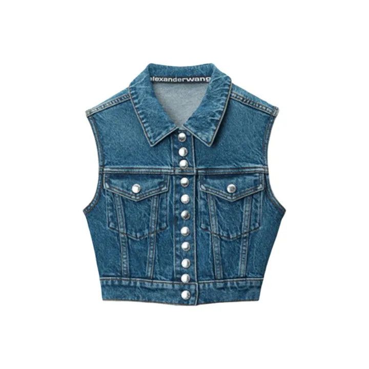 Alexander Wang Alexander Wang Denim Crop Button-Up Vest 0079 Size XXS / US 00 / IT 34 - 1 Thumbnail