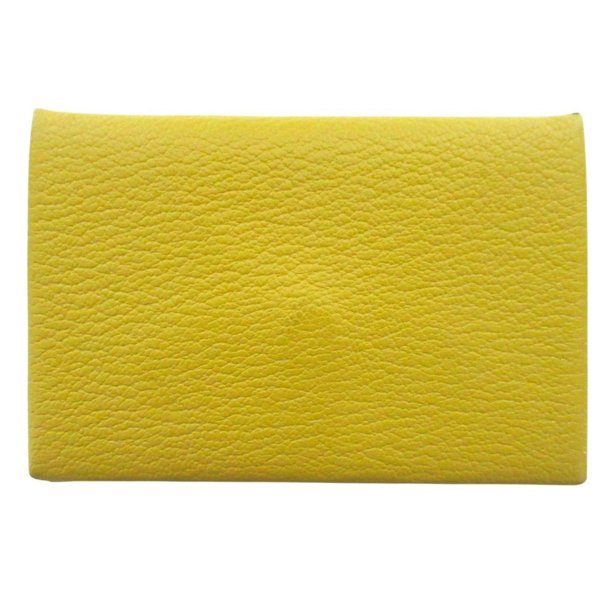 Hermes HERMES Chevre Calvi Business Card Holder/Card Case/Pass Case, D Stamp, Jaune Naple Yellow, Men's/Women's Size ONE SIZE - 1 Thumbnail