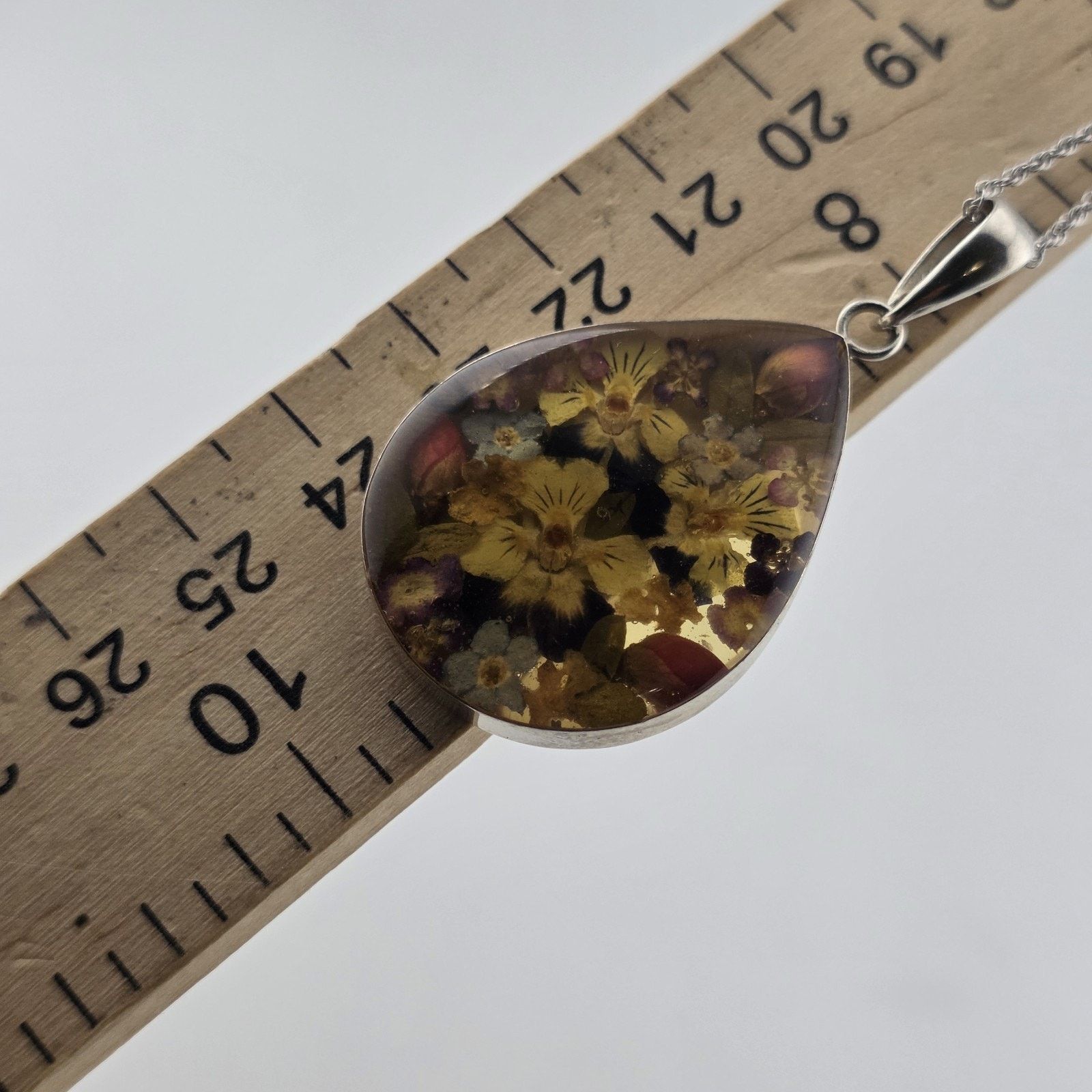 Other ATI Mexico 925 Sterling Silver Flower Resin Pendant Necklace Size ONE SIZE - 13 Thumbnail