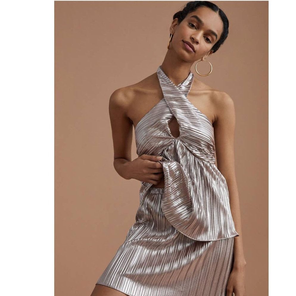 Anthropologie New Monte Shimmer V-Neck Tank $170 SMALL Rose Gold Size S / US 4 / IT 40 - 5 Thumbnail