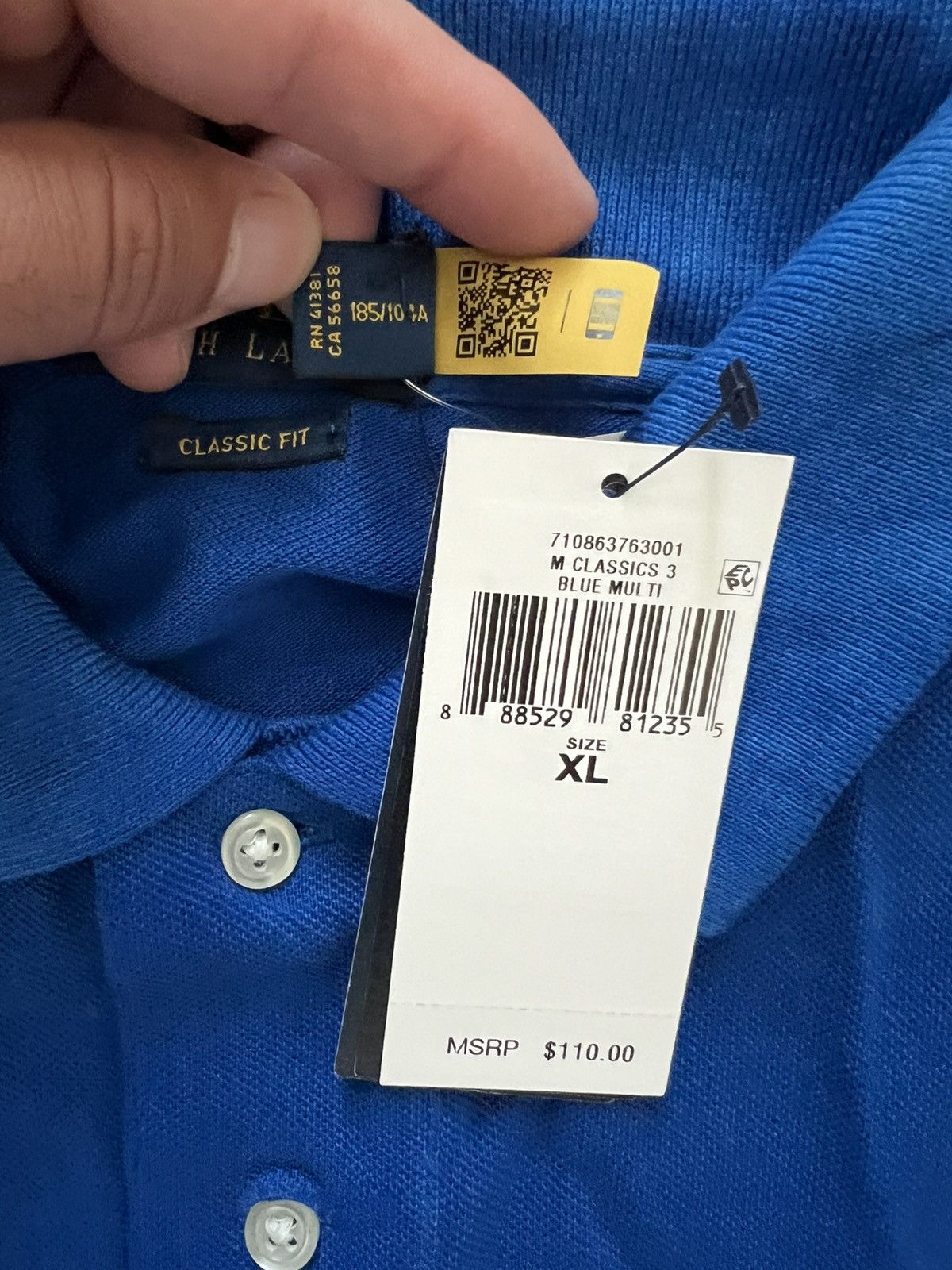 Polo Ralph Lauren Polo Ralph Lauren Men's Blue Classic-Fit Tie-Dye Polo Shirt Size US XL / EU 56 / 4 - 6 Thumbnail
