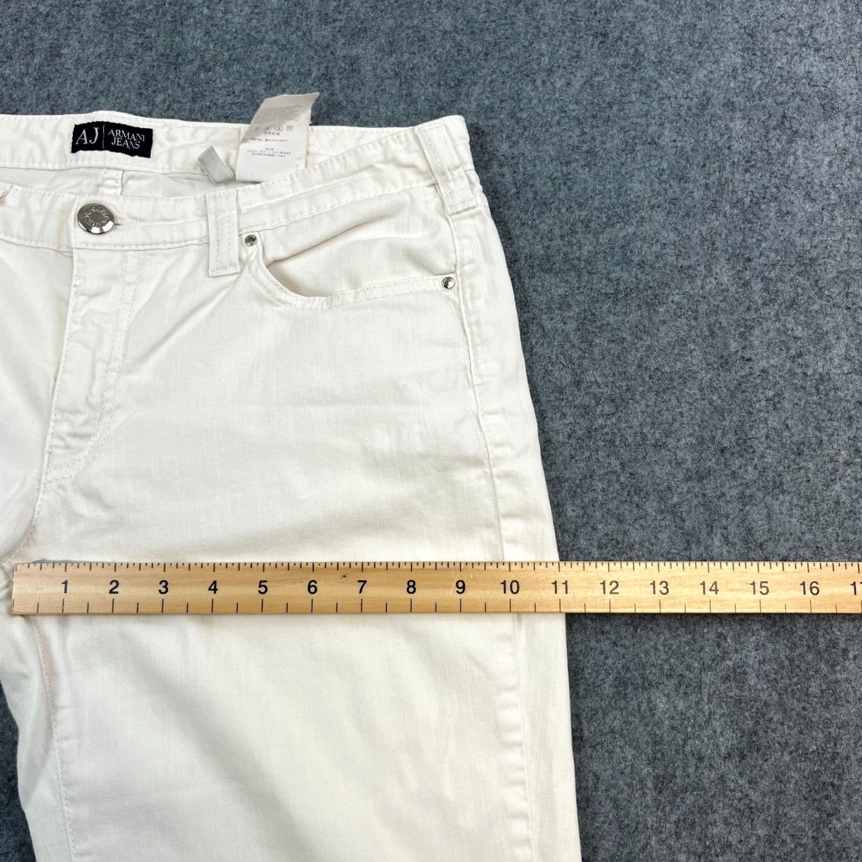 Vintage Armani Jeans Jeans Straight 32 30 UK 12 White Low Rise Studded Stretch Womens Mens Girls Size 34" / US 12 / IT 48 - 5 Thumbnail