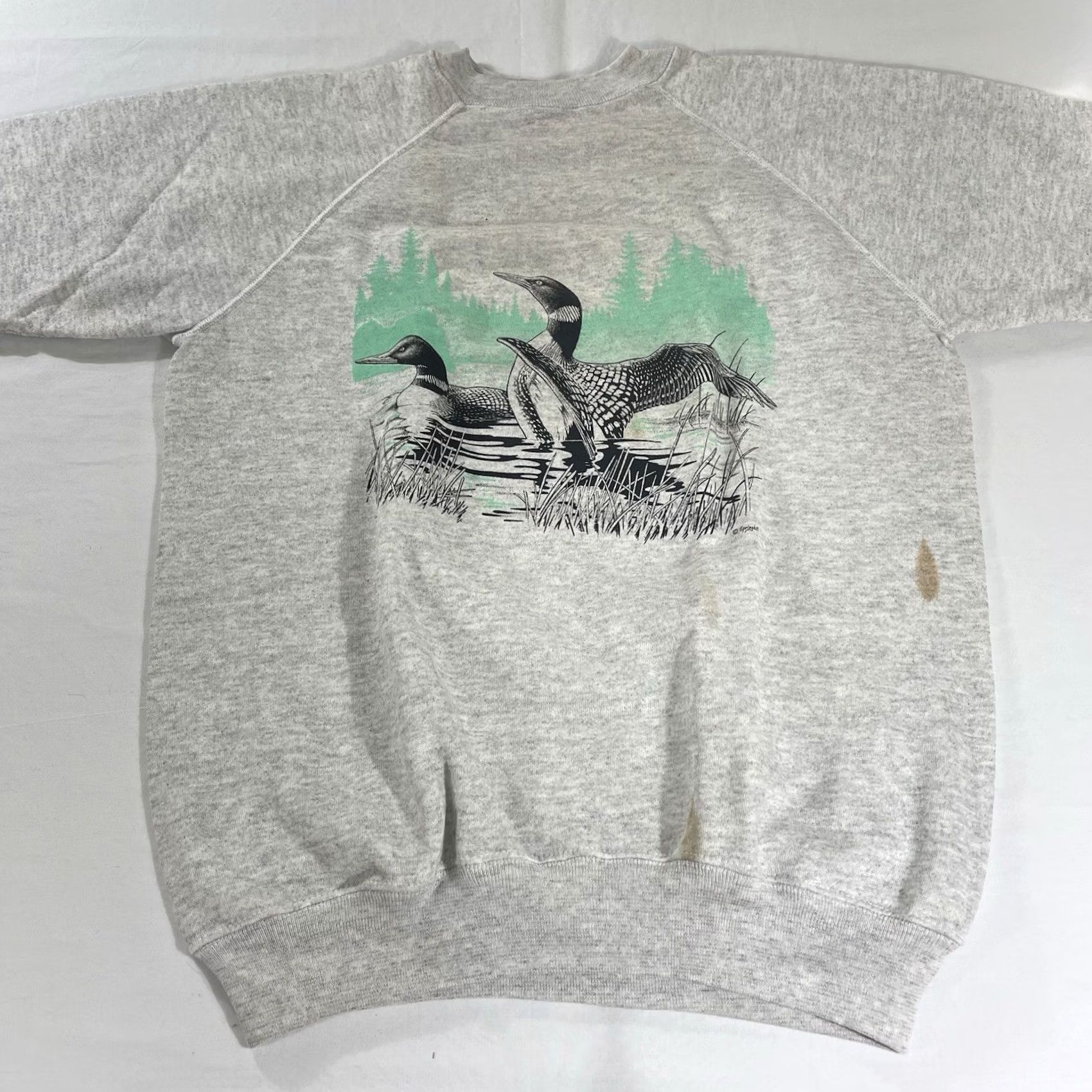 Hanes VINTAGE Hanes Sweatshirt XL Gray Crew Neck Long Sleeve Graphic Print Duck Mallard 90s Mens Size US XL / EU 56 / 4 - 2 Thumbnail