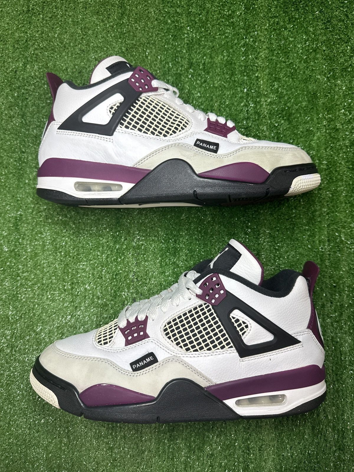 image of Jordan Brand 4 Psg Shoes in White/Purple, Men's (Size 8.5)