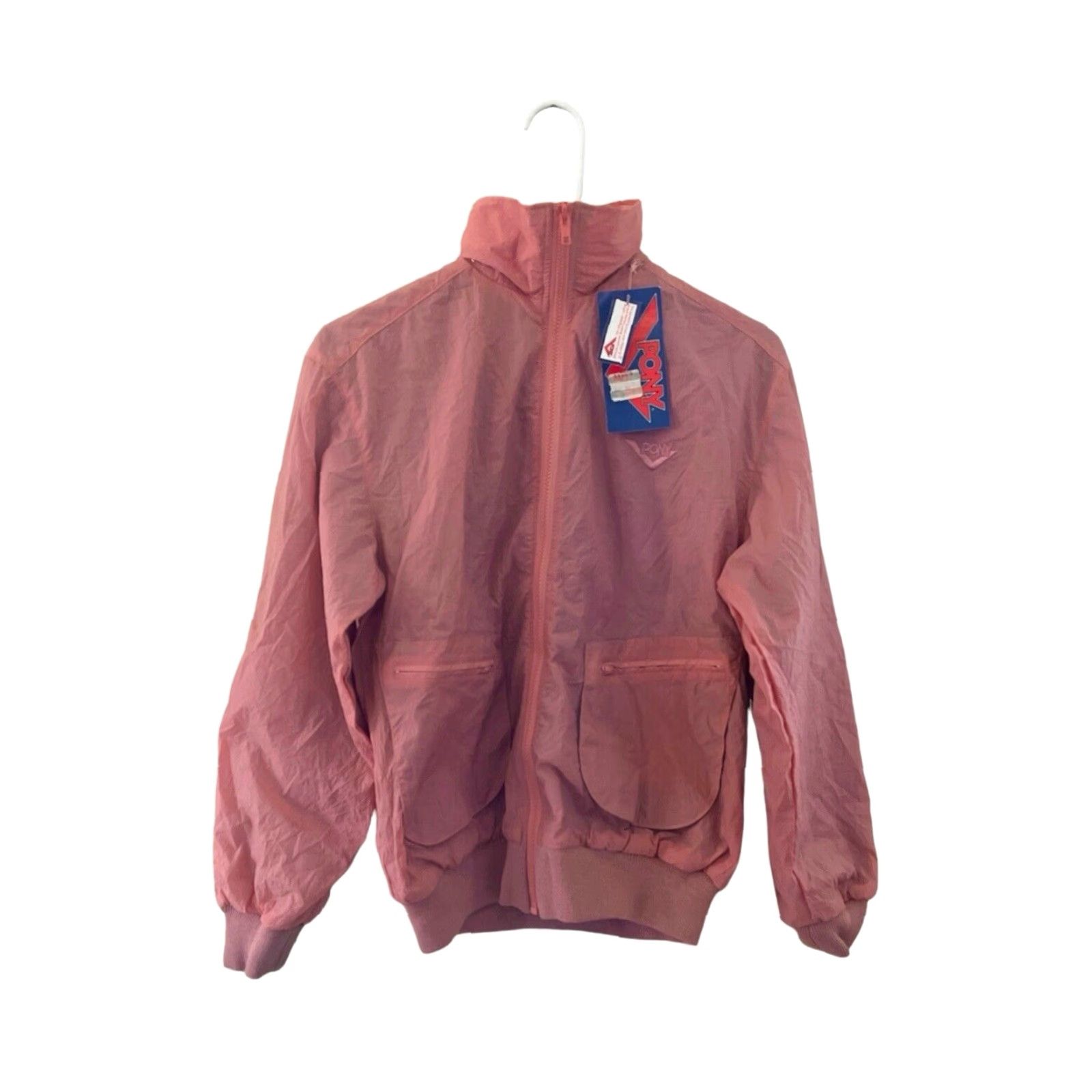 PONY VINTAGE PONY Windbreaker Jacket Womens Small NWT 80s Deadstock Pink Nylon Zip Front Pockets Chevron Logo Womens 80s style? Size S / US 4 / IT 40 - 3 Thumbnail