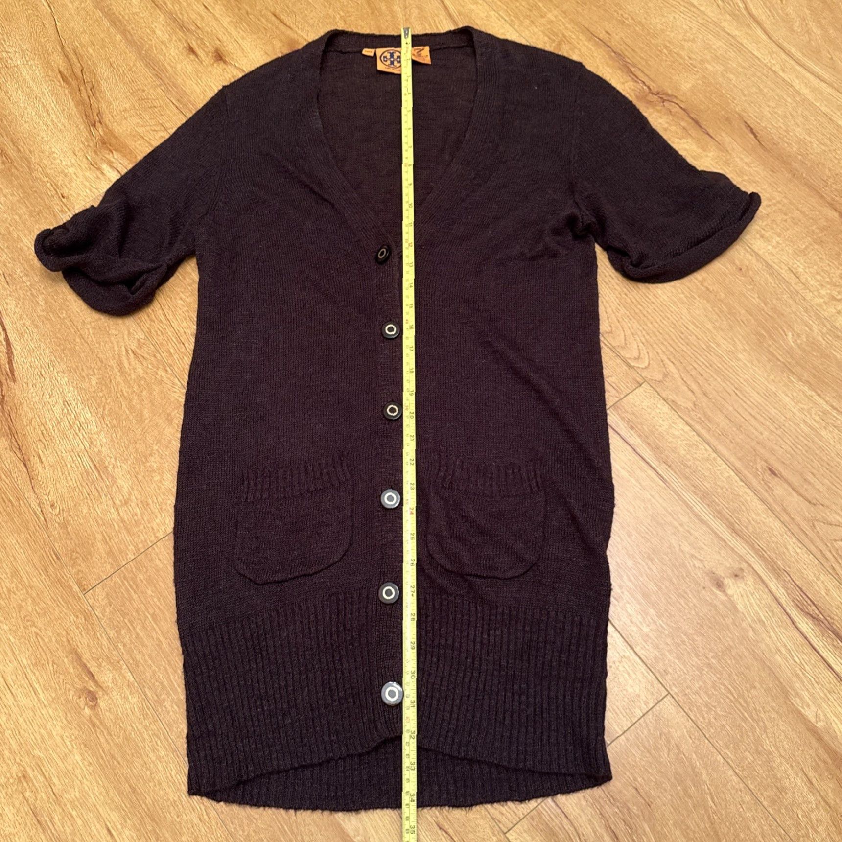Tory Burch VINTAGE Tory Burch Cardigan Med Button Up V Neck Brown Linen Viscose Pockets Boho Long Size M / US 6-8 / IT 42-44 - 6 Thumbnail