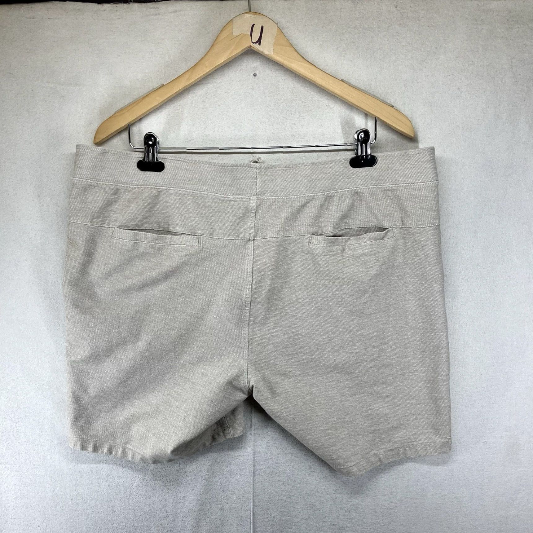 Vintage Crosby & Howard Men's Large Beige Chino Shorts Soft Stretch Drawstring 40x7 Casual Travel Summer Size US 33 - 2 Thumbnail