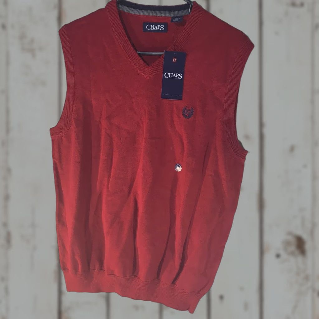Chaps Chaps Red Cotton Sweater Vest Mens Size M Knit V-Neck Casual Winter Fall Size US M / EU 48-50 / 2 - 1 Thumbnail