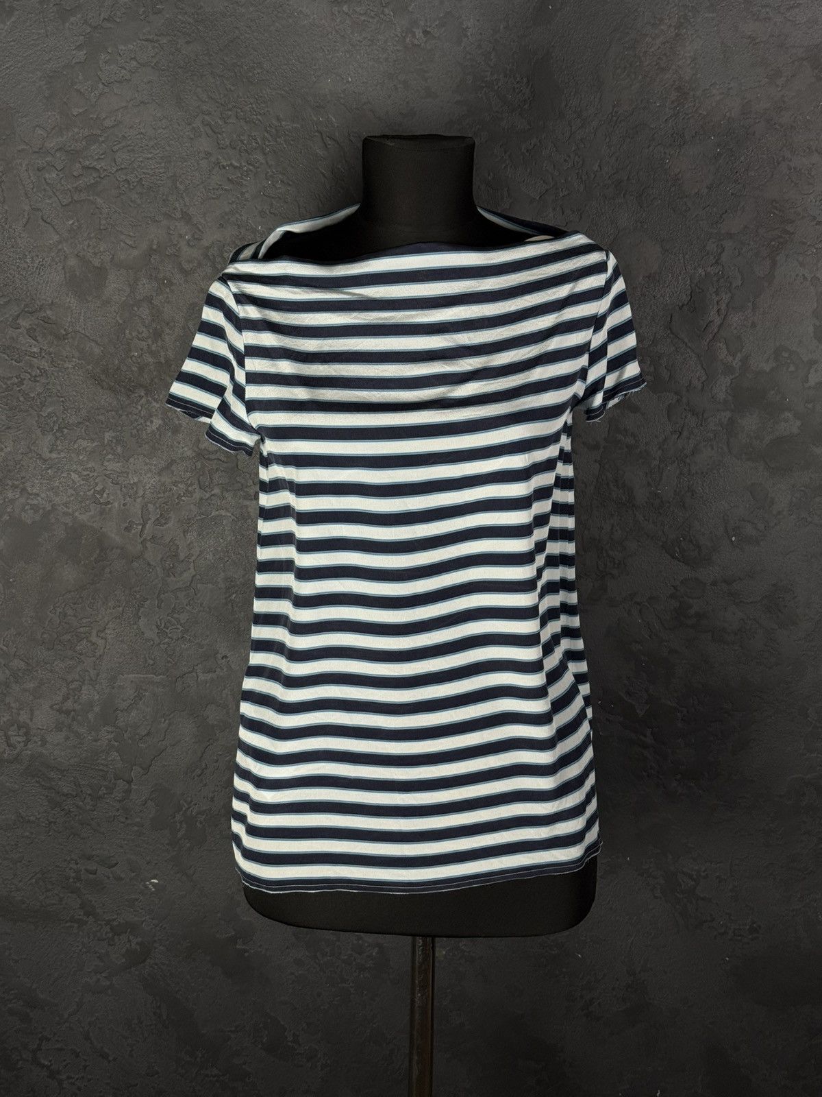 Miu Miu Miu Miu Silk Striped Short Sleeve Women’s T-Shirt Size S / US 4 / IT 40 - 2 Thumbnail