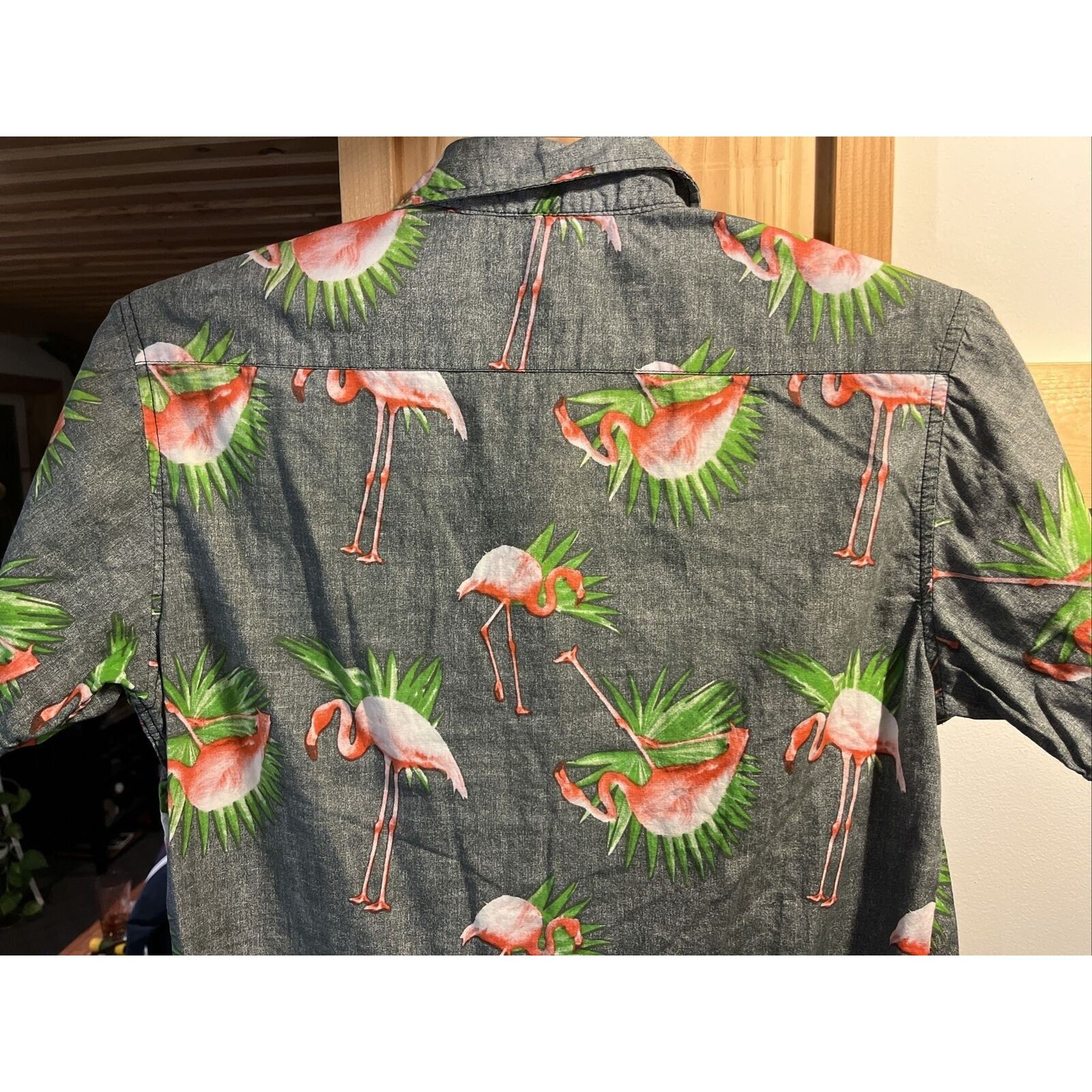 Ocean Current Ocean Current Men’s S Gray Flamingo SS Cotton Hawaiian Shirt Size US S / EU 44-46 / 1 - 12 Thumbnail