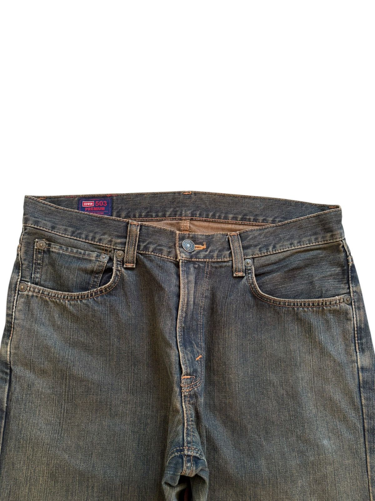 Edwin × Japanese Brand Vintage Japanese Edwin 503 Rusty Mud Wash Loose Baggy Jeans Size US 35 - 4 Thumbnail