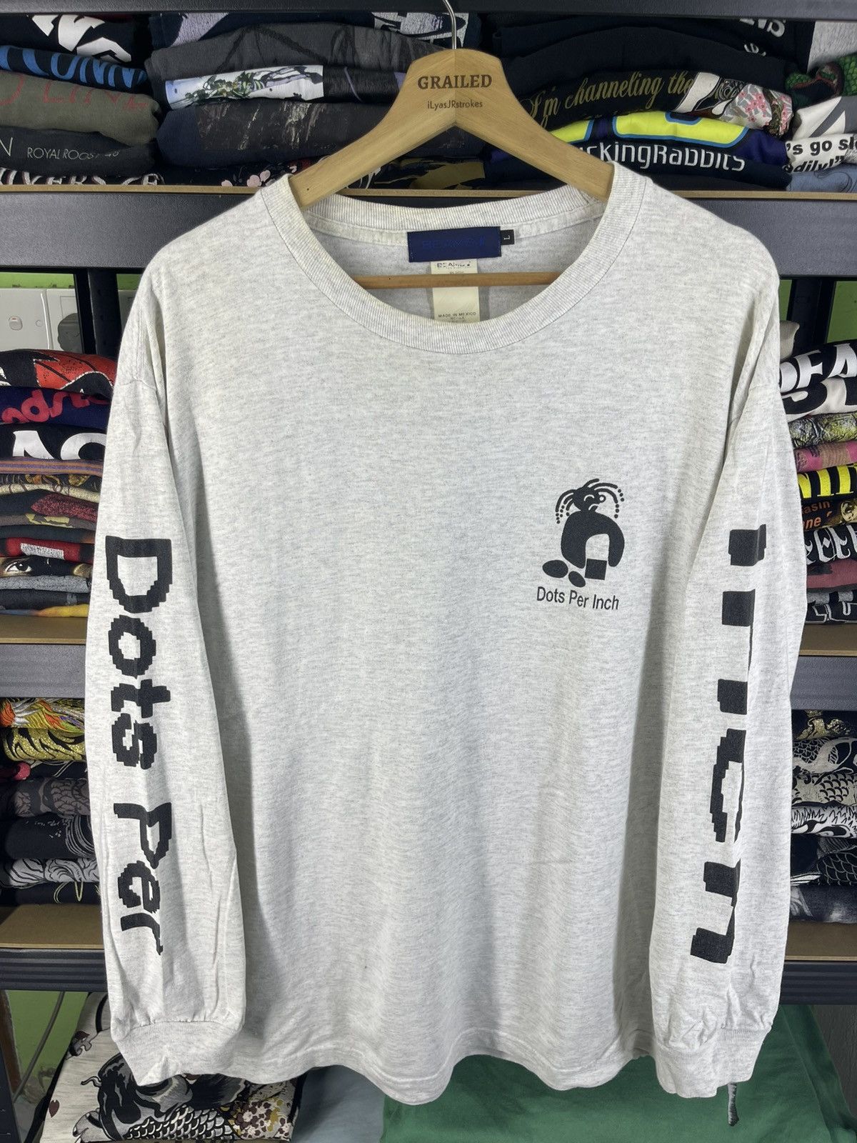 Beams Japan Vintage Beams Design Dots Per Inch Long Sleeve Shirt Tee Size US L / EU 52-54 / 3 - 3 Thumbnail