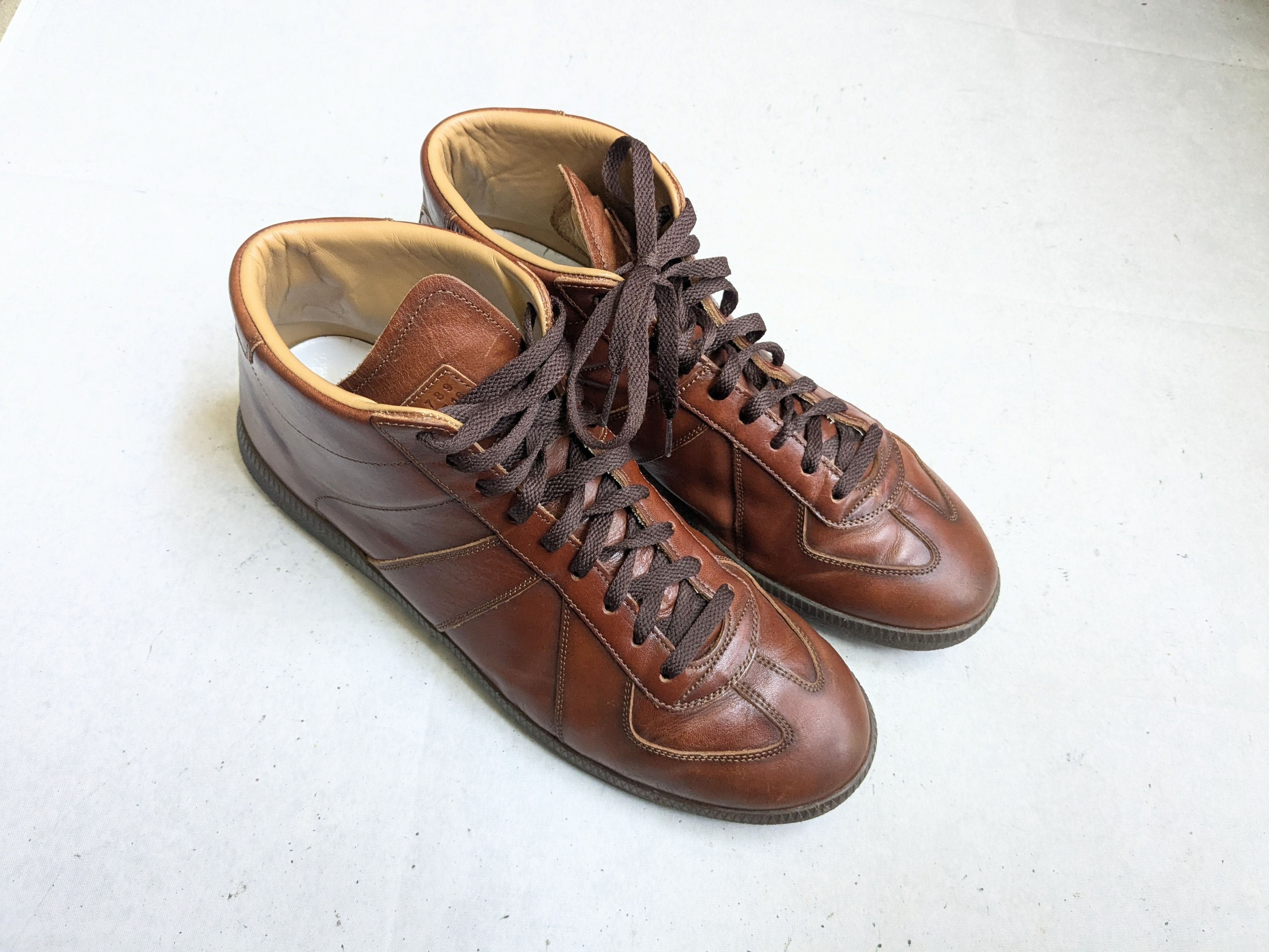 Maison Margiela Maison Margiela Replica GAT Brown 12 45 High Tops Leather Size US 12 / EU 45 - 2 Thumbnail