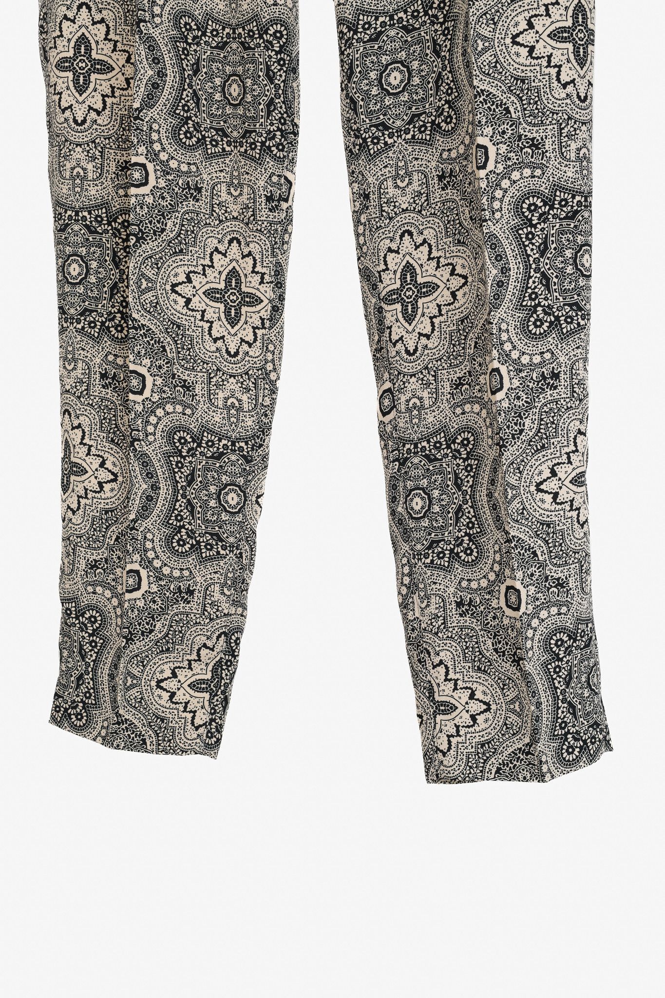 Max Mara Max Mara Weekend Beige & Black Paisley Crepe Trousers Size 34" / US 12 / IT 48 - 4 Thumbnail