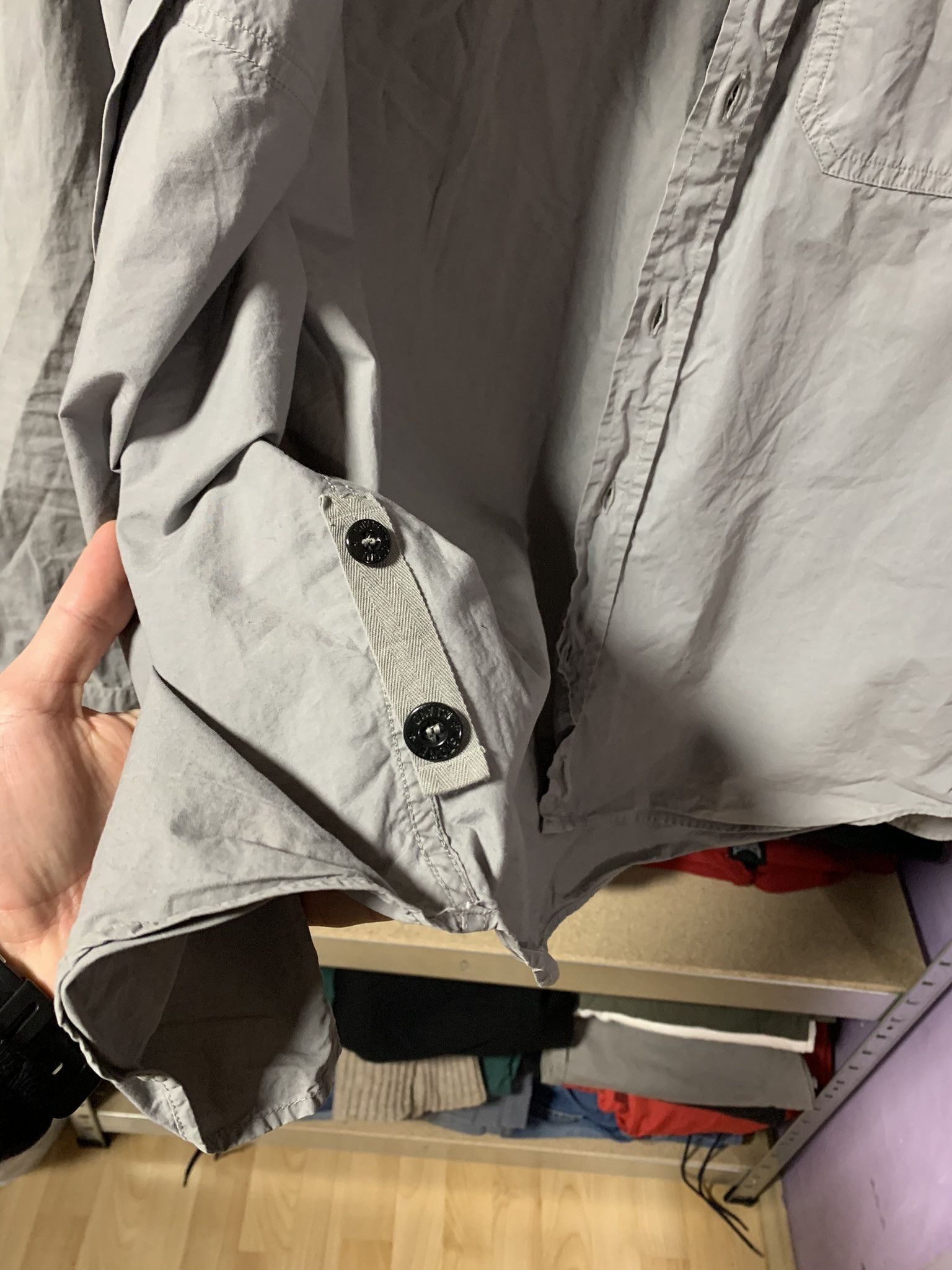 Stone Island Stone Island Cotton Button Up Overshirt Gray Size L Size US L / EU 52-54 / 3 - 6 Thumbnail