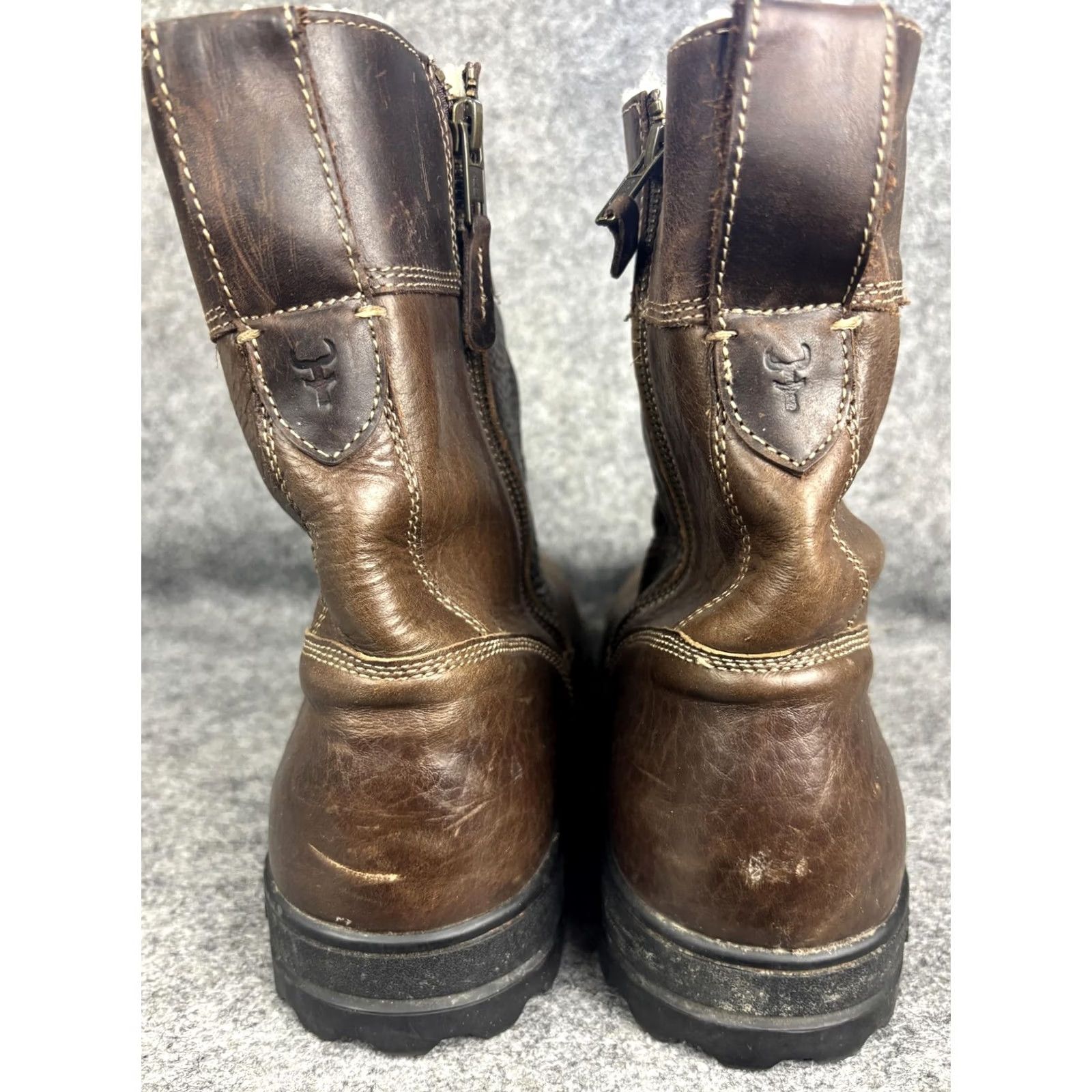 Vintage Trask Boots Mens 13M Brown Leather Waterproof Shearling Lined Zip Mid-Calf Workwear Casual Winter Size US 13 / EU 46 - 5 Thumbnail