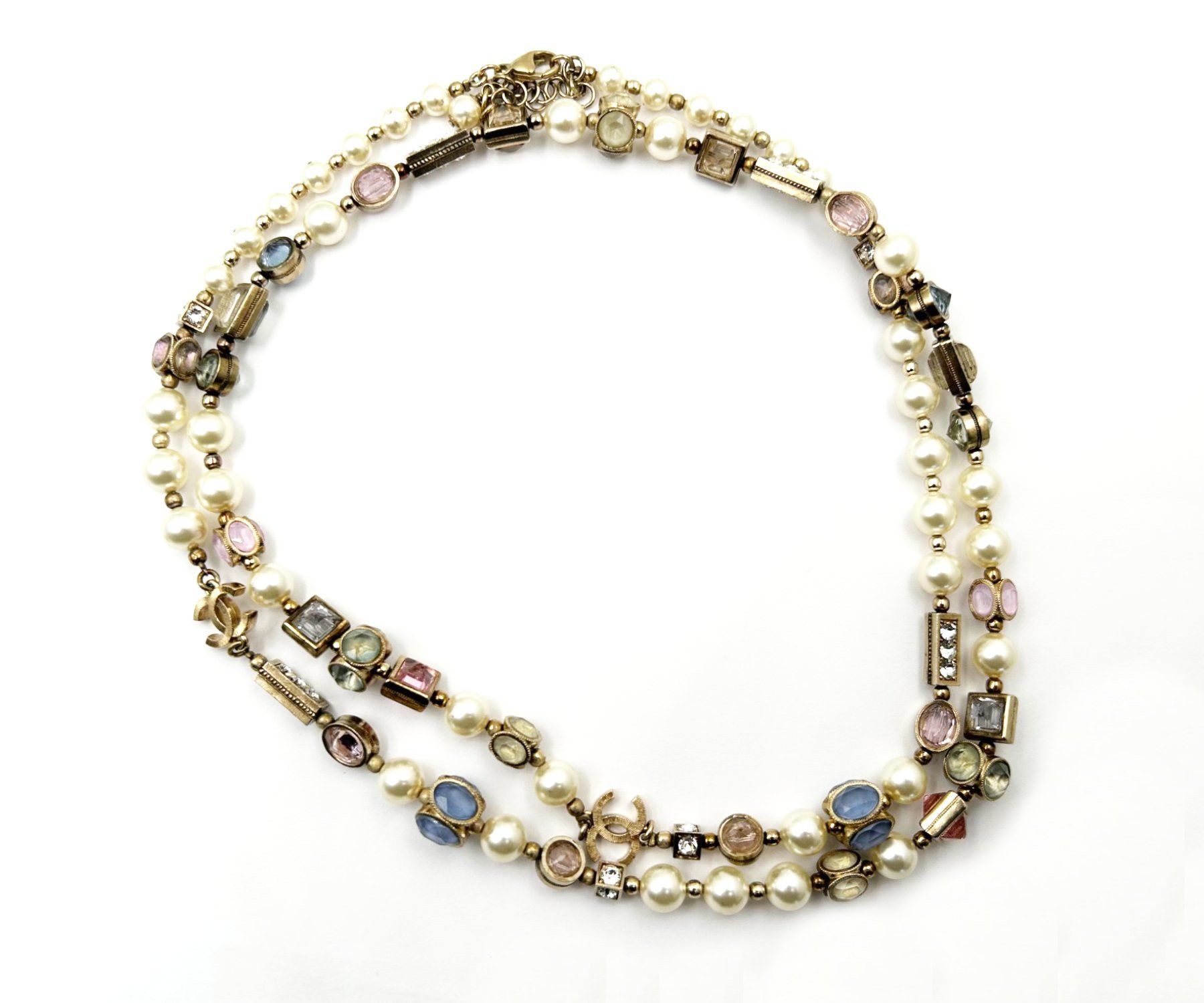 Chanel Chanel Gold CC Pastel Gemstone Long Necklace Size ONE SIZE - 1 Thumbnail