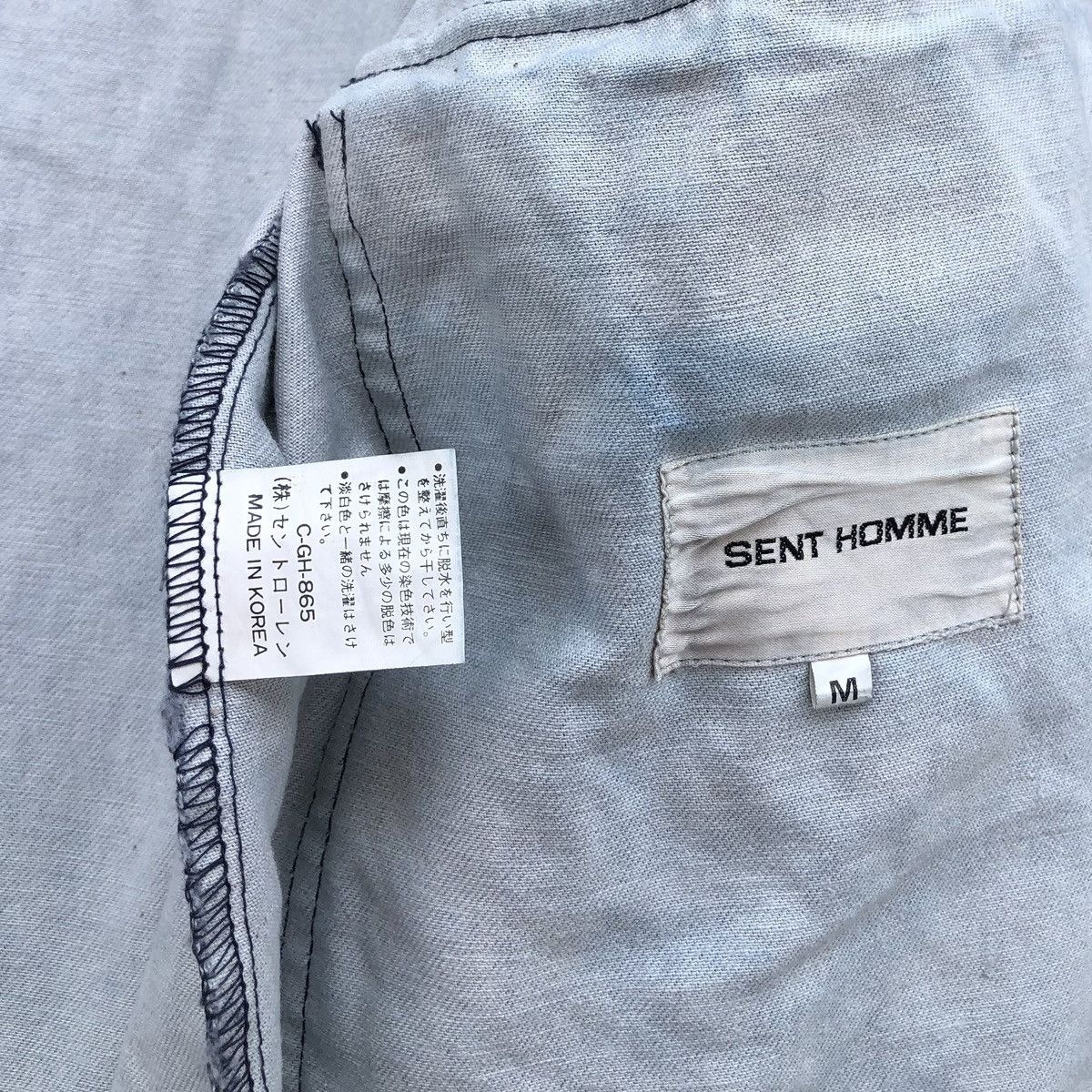 Vintage Vintage SENT HOMME Sun Faded Denim Leather Baggy Jacket Size US M / EU 48-50 / 2 - 21 Thumbnail