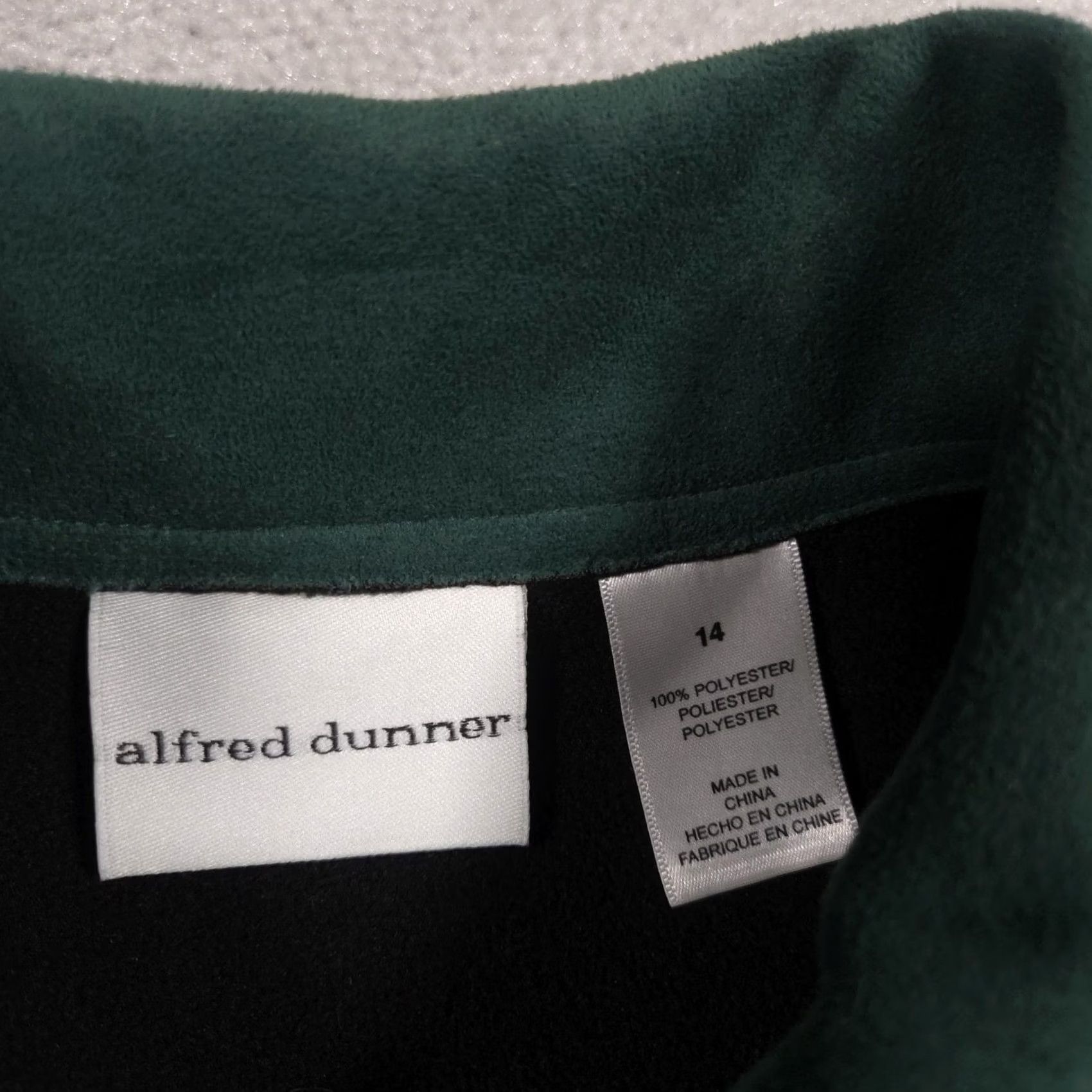 Vintage Alfred Dunner Jacket Womens 14 Green Microfiber Full Zip Mid-Length Collar Lined - Classic, Casual, Business Womens Size XL / US 12-14 / IT 48-50 - 6 Thumbnail