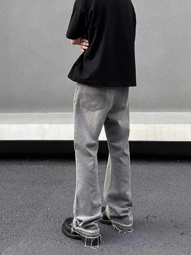 Japanese Brand Loose straight tube slightly flared gray jeans Size US 32 / EU 48 - 2 Thumbnail