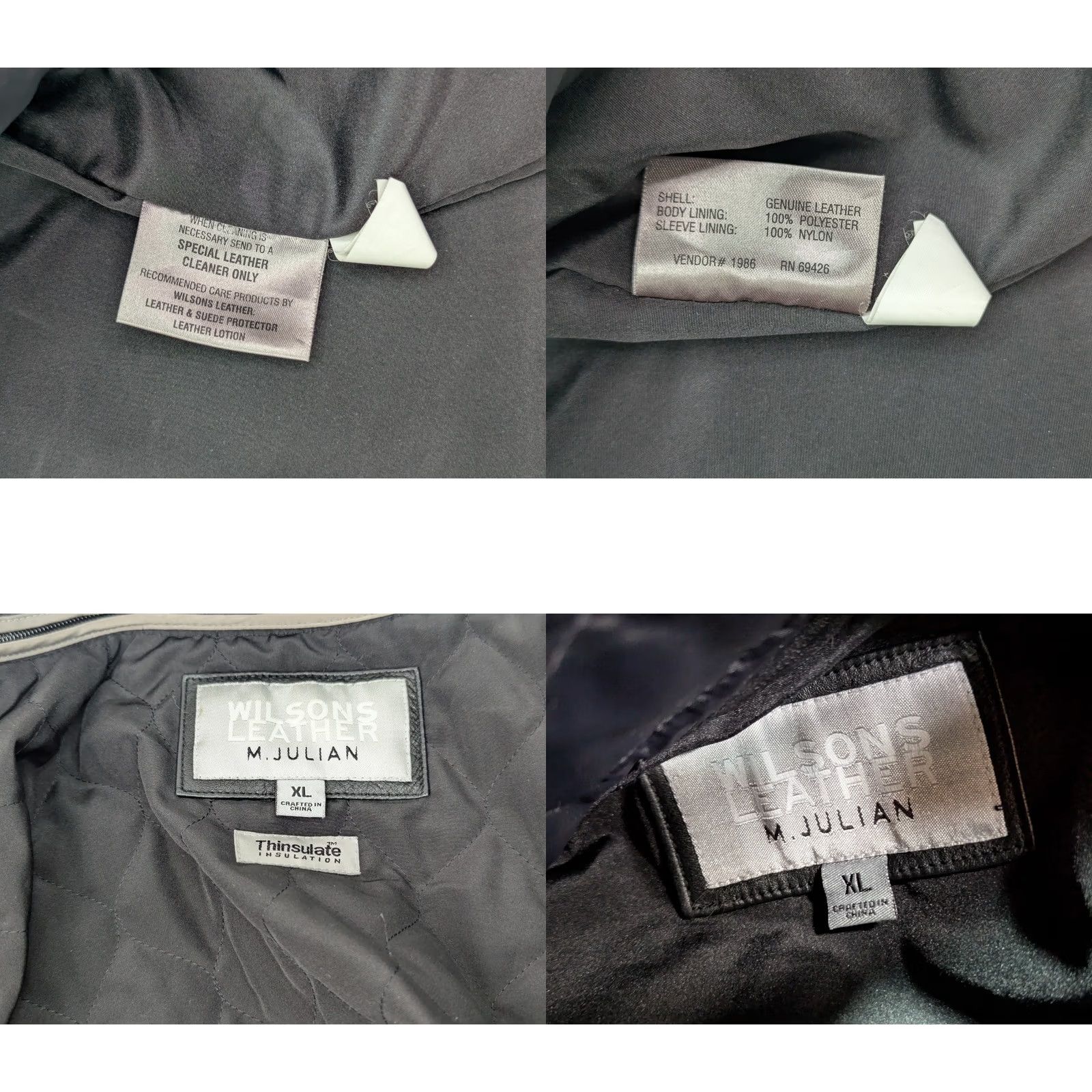Vintage Wilsons Leather M Julian Leather Coat Men XL Black Removable Thinsulate Liner 90s Classic Motorcycle Overcoat Size US XL / EU 56 / 4 - 8 Thumbnail