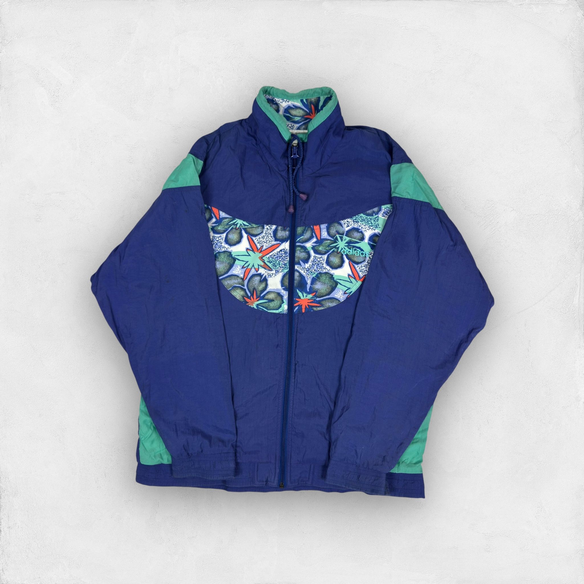 Adidas × Vintage Adidas Men's Blue Spellout Full Zip Windbreaker Jacket S Size US S / EU 44-46 / 1 - 1 Thumbnail