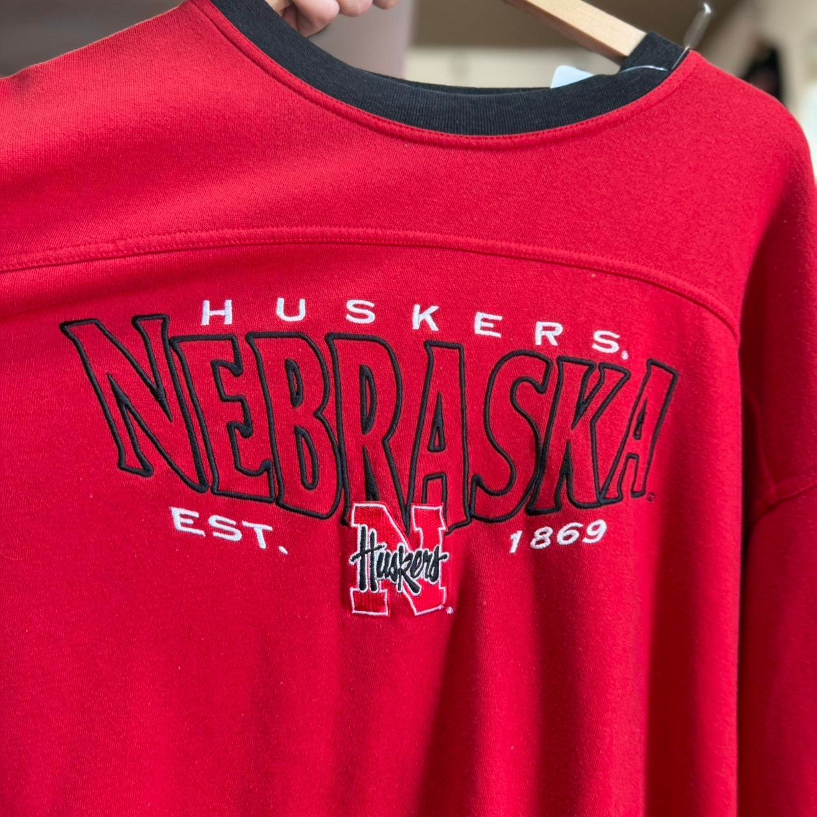 Vintage Vintage 90s Nebraska Huskers Ringed Embroidered Crewneck Size US XL / EU 56 / 4 - 3 Thumbnail