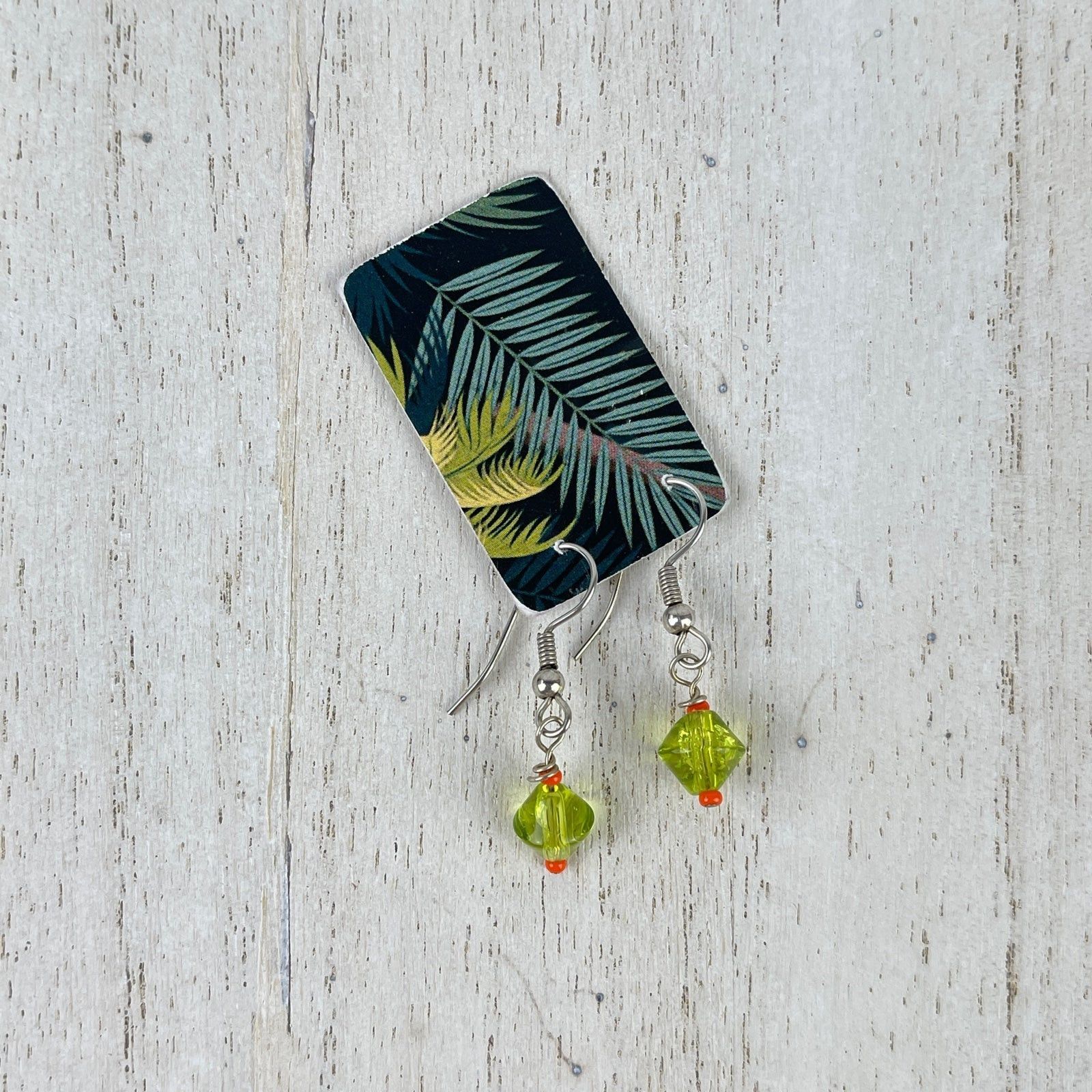 Handmade Handmade Dainty Bead Earrings Green Orange Artsy Jewelry Size ONE SIZE - 1 Thumbnail