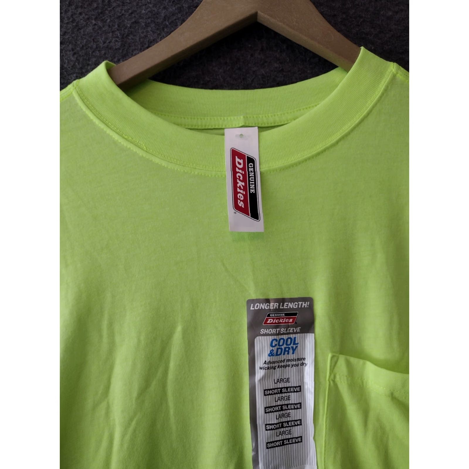 Dickies Dickies Mens T Shirt L Neon Yellow Cool & Dry Pocket Relaxed Fit Work Shirt Mens Size US L / EU 52-54 / 3 - 3 Thumbnail