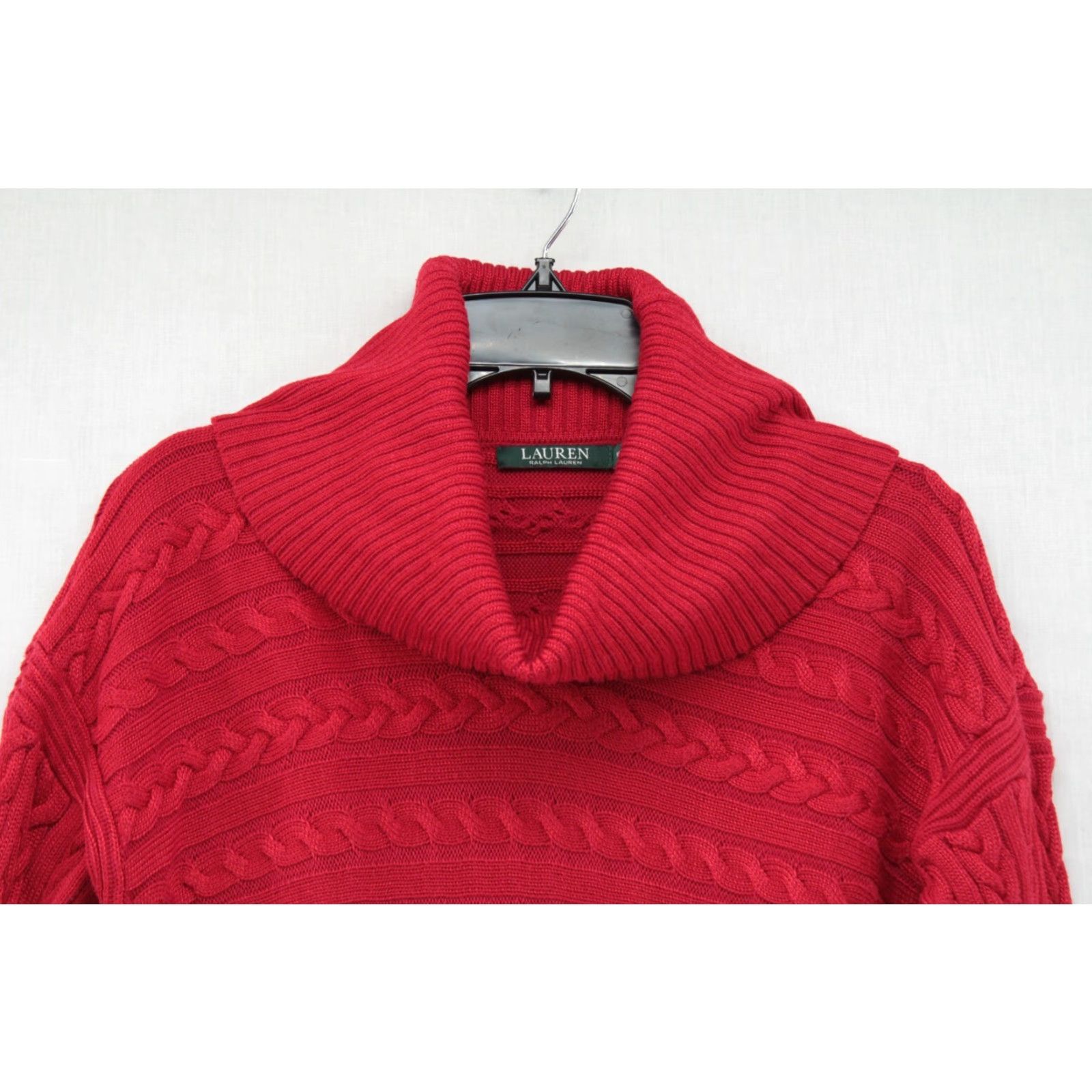 Ralph Lauren Lauren Ralph Lauren Sweater Women's Medium Red Cable Knit Cowl Neck Ribbed Cozy Size M / US 6-8 / IT 42-44 - 4 Thumbnail