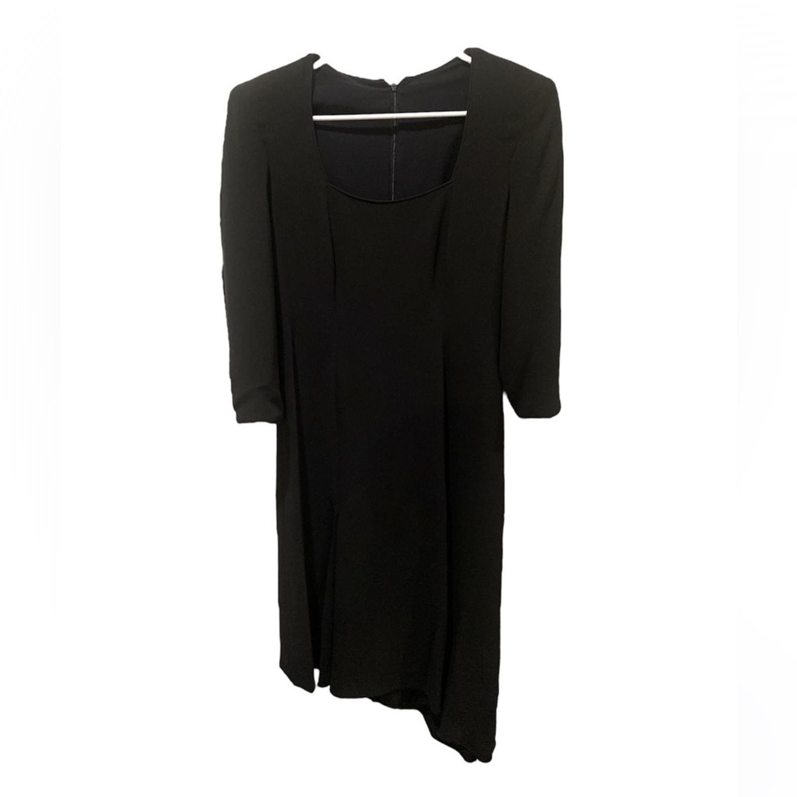 Image of Vintage Giorgio Armani Silk Midi High Low Black Dress 40, Women's (Size Small)