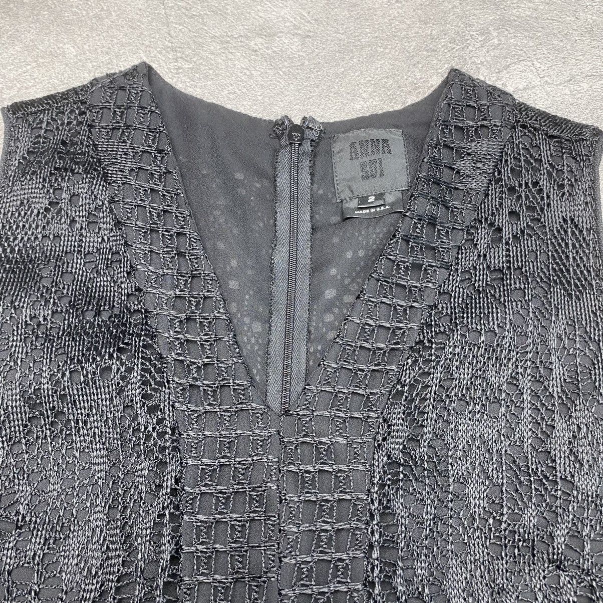 Anna Sui Anna Sui Black Lace Sleeveless Mini Dress Size XS / US 0-2 / IT 36-38 - 7 Thumbnail