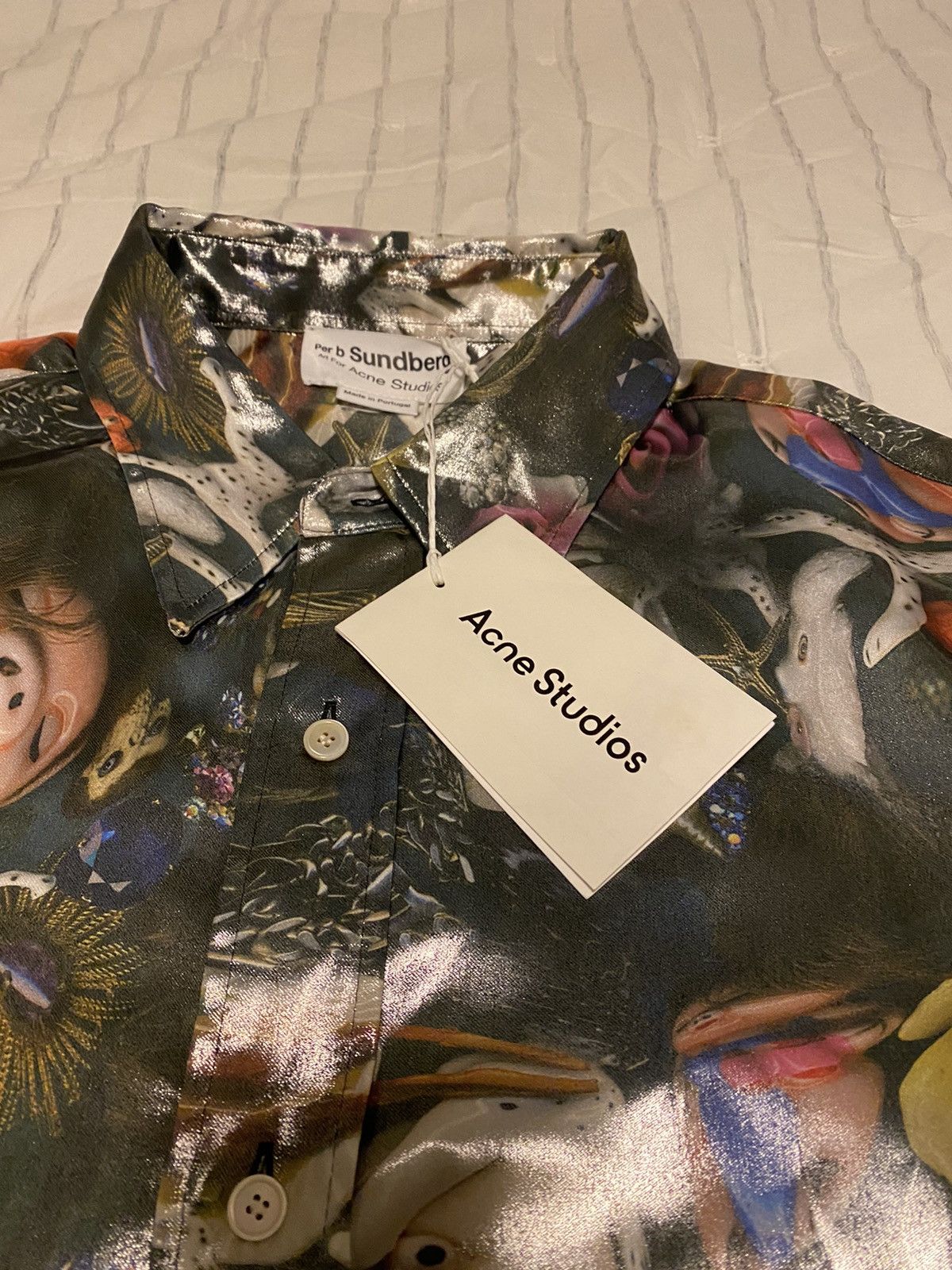 Acne Studios Acne Studios Printed Lamé Shirt 52 NWT Size US XL / EU 56 / 4 - 9 Thumbnail
