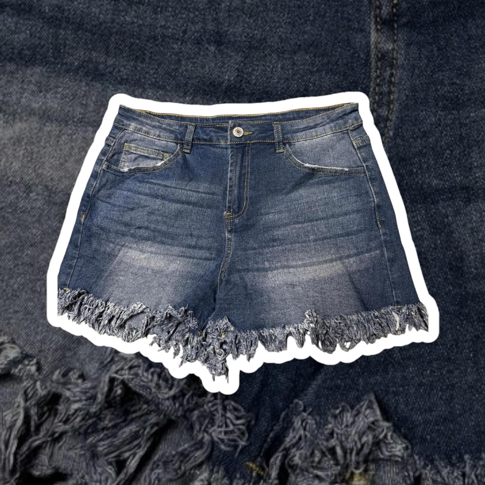 Designer Stylish Frayed Denim Shorts - Medium Size Size 32" / US 10 / IT 46 - 1 Thumbnail