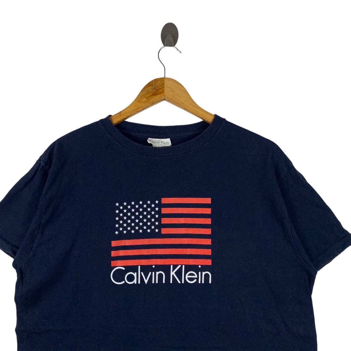 Calvin Klein Vintage 90s CALVIN KLEIN CK Usa Flag Print Navy Short Shirt Size US L / EU 52-54 / 3 - 2 Thumbnail