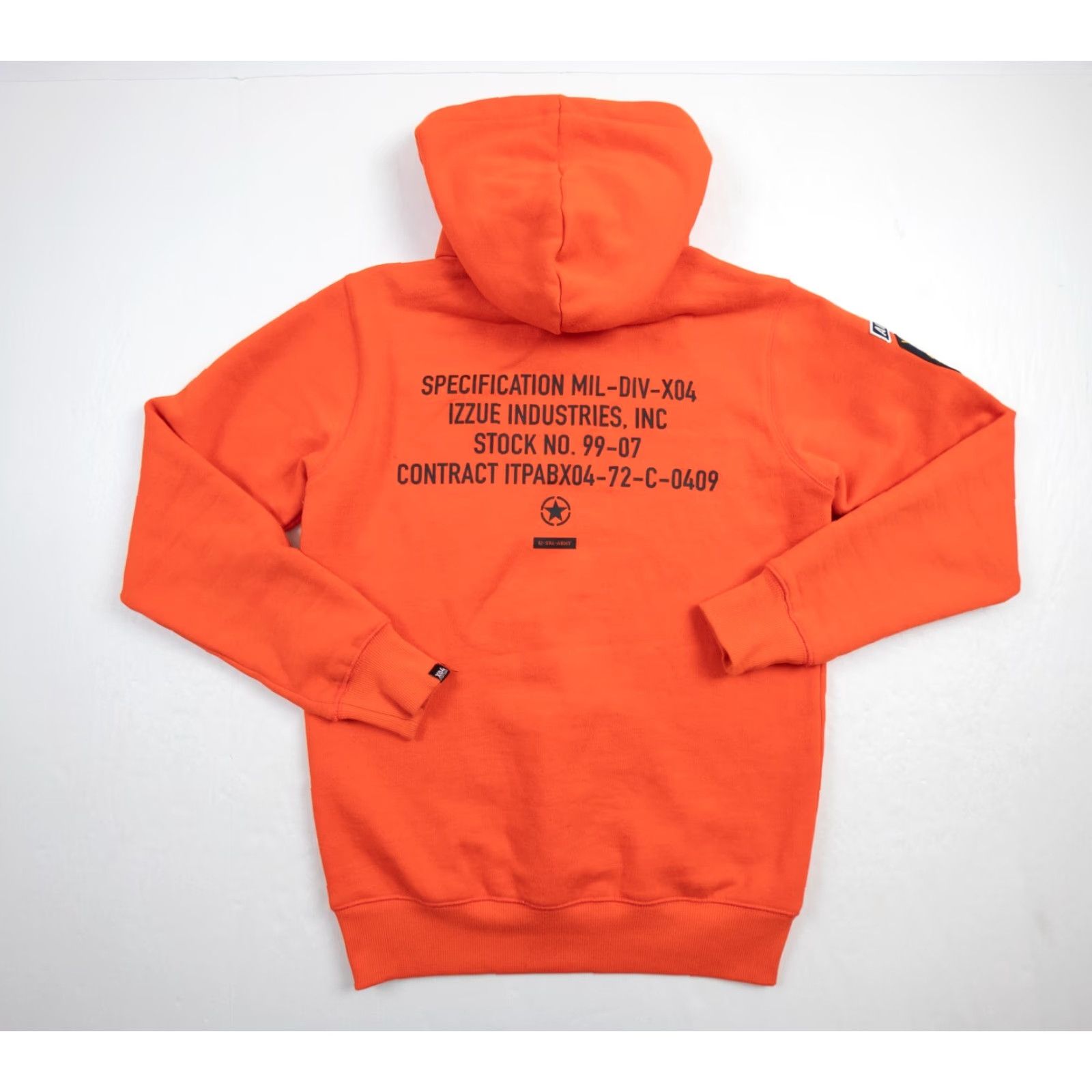 izzue Izzue Mens Hooded Sweatshirt Small Orange Pullover Sweatshirt IZ X04 ARMY Sweater Adult Size US S / EU 44-46 / 1 - 6 Thumbnail