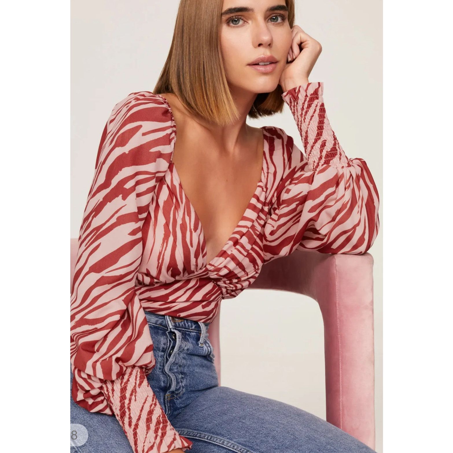 Slate & Stone Slate & Willow Pink Zebra Print Top - Size Small Size S / US 4 / IT 40 - 1 Thumbnail