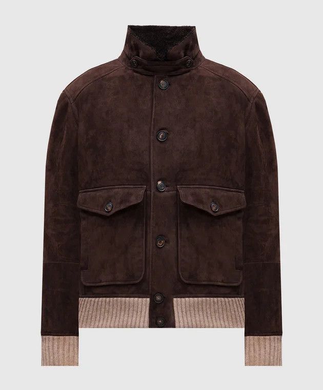 Brunello Cucinelli o1w1db10226 Lamb Fur Shearling Jacket in Dark Brown Size US M / EU 48-50 / 2 - 1 Thumbnail