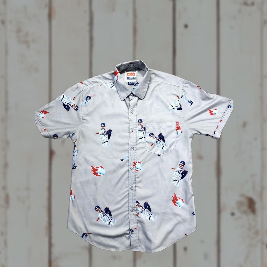 Vintage RSVLTS Rookie Of The Year Shirt Mens M Gray Baseball Graphic Button Up Short Sleeve Collared Button-Up Vintage: No Size US M / EU 48-50 / 2 - 1 Thumbnail