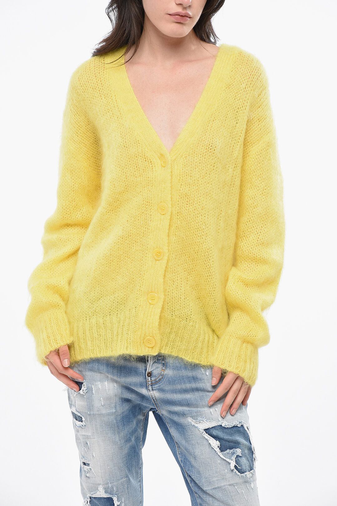 Maxi Openwork Cardigan with V-Neck