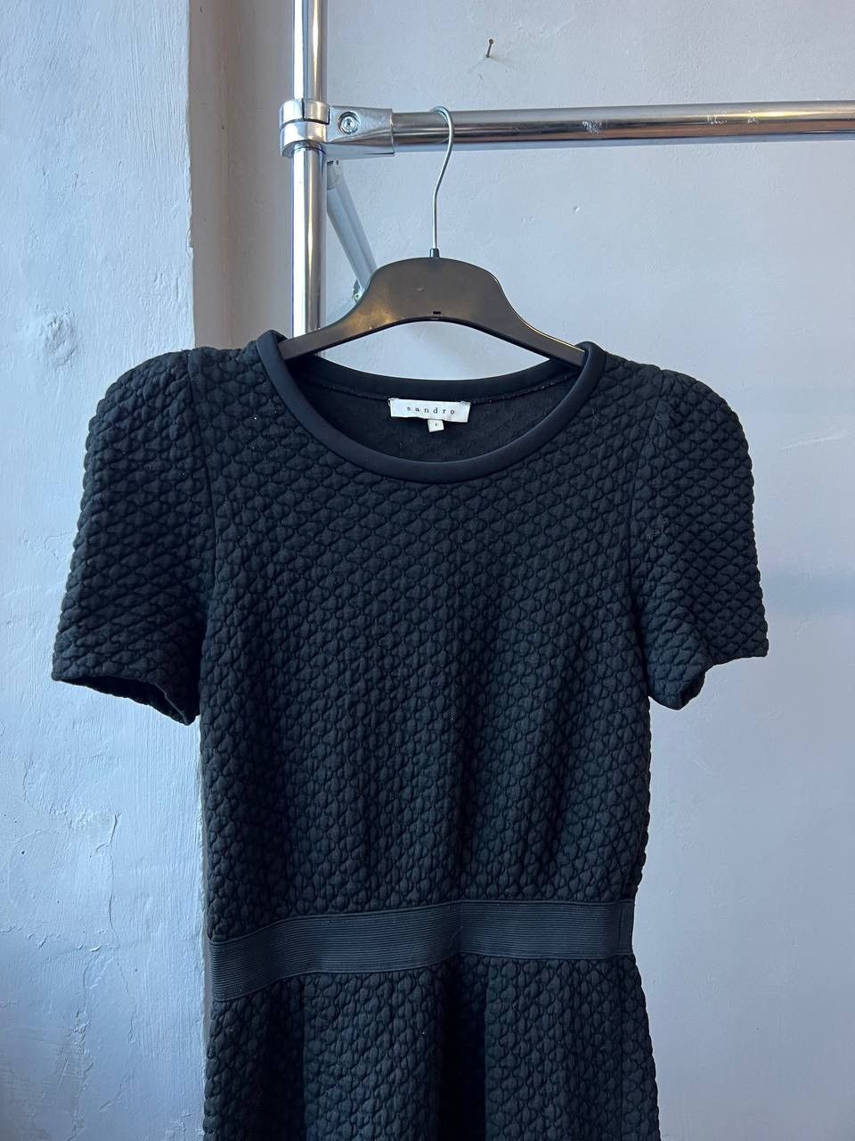 Sandro SANDRO PARIS QUILTED BLACK SOLID CASUAL DRESS WOMEN SIZE 1 Size XS / US 0-2 / IT 36-38 - 4 Thumbnail