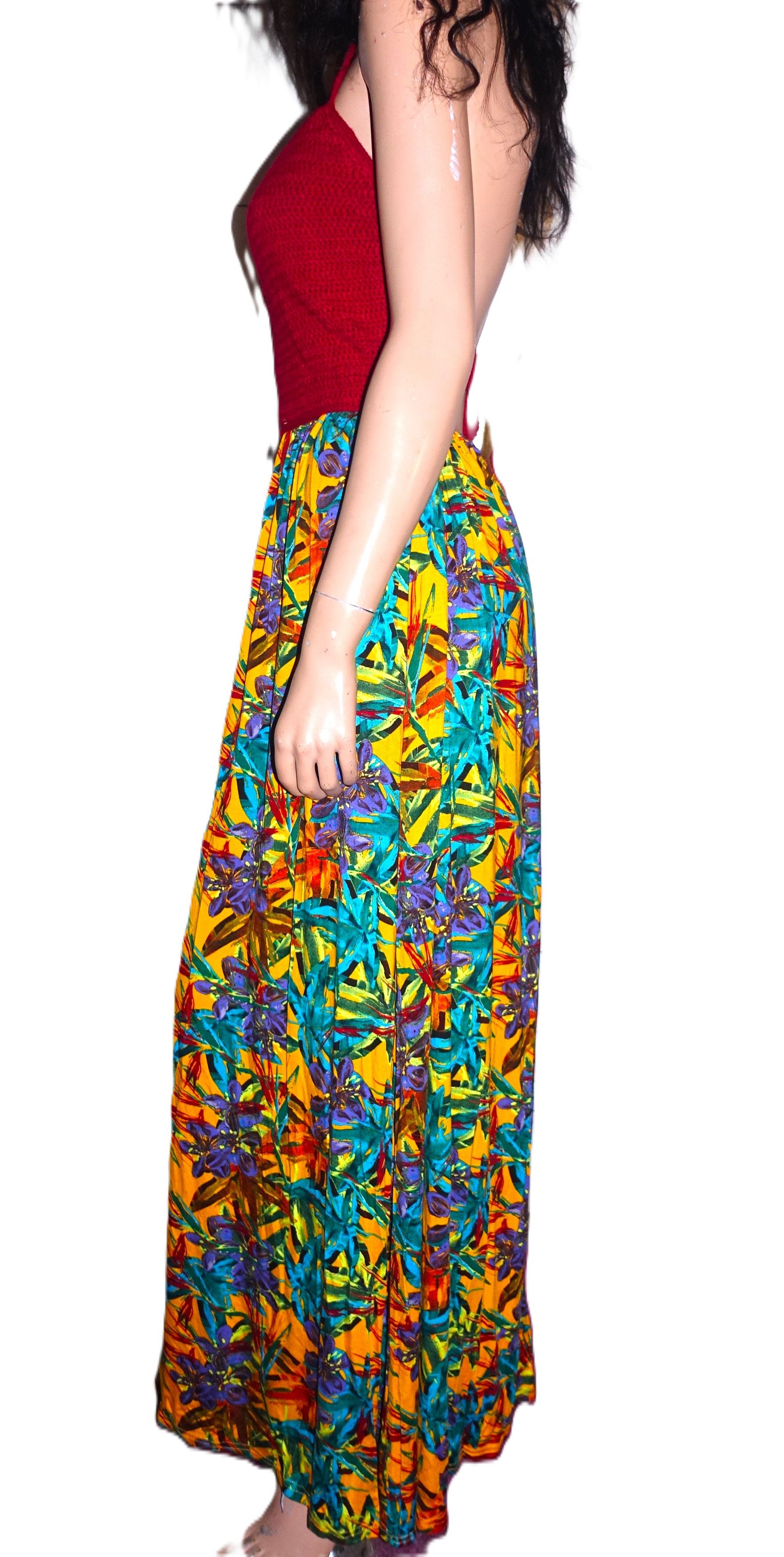 Other Mark Red Crochet Halter Floral Maxi Dress L Size L / US 10 / IT 46 - 4 Thumbnail