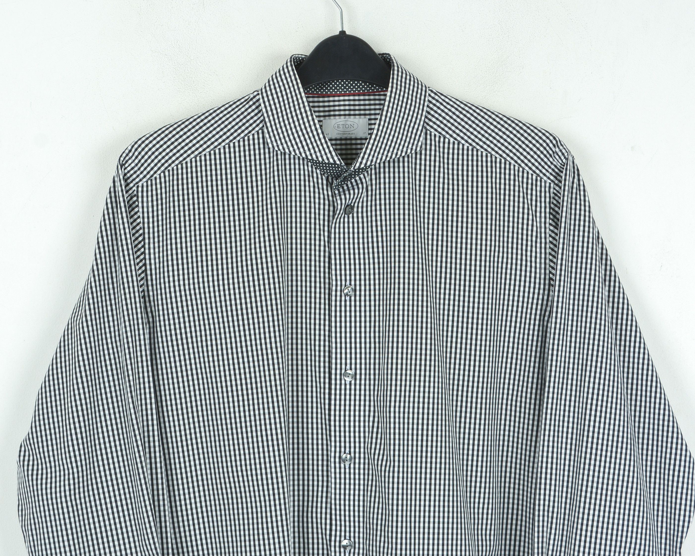 Eton 17" Size 43 Contemporary Formal Shirt Long Sleeve Check Size 44R - 5 Thumbnail