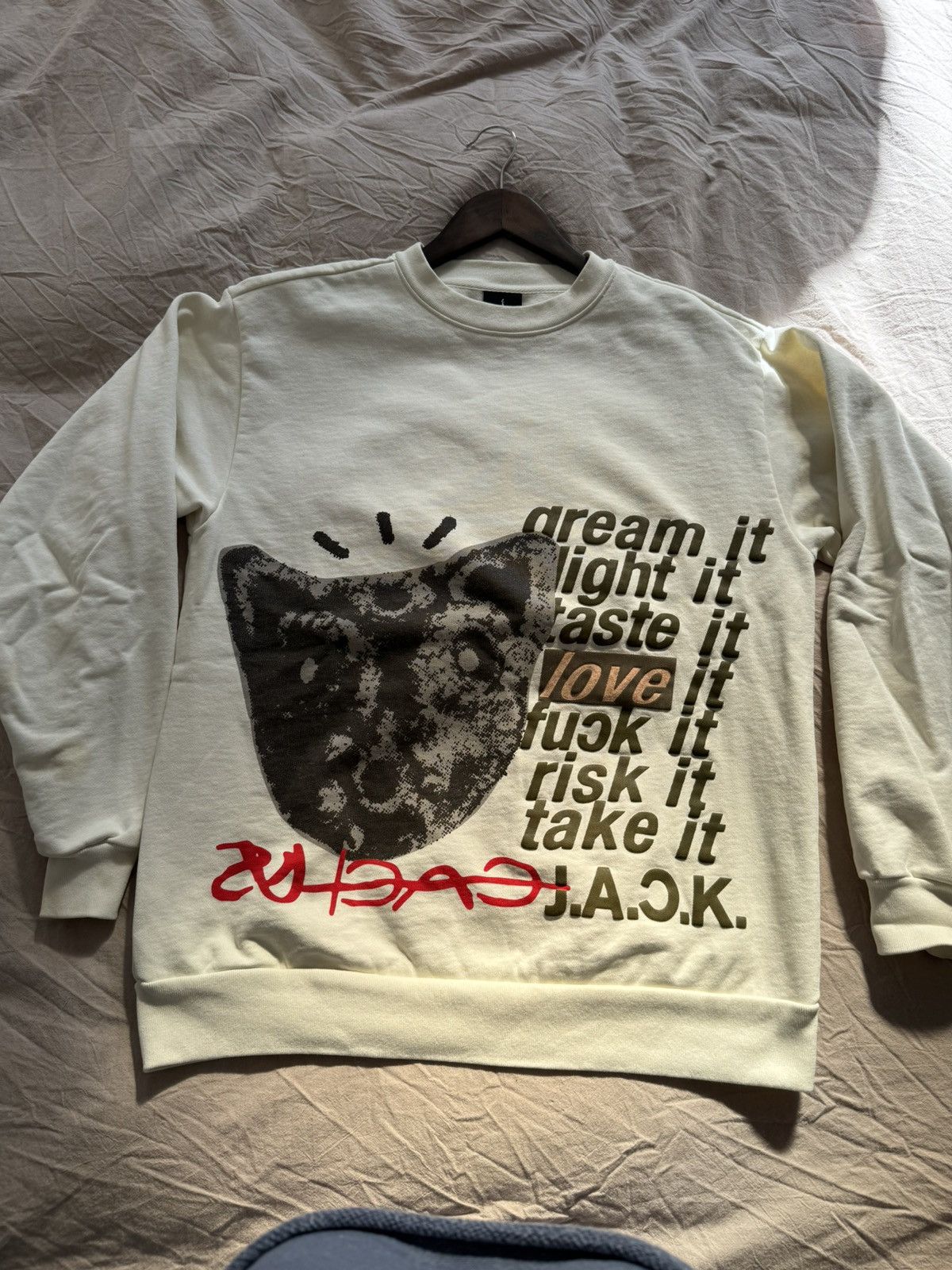 image of Travis Scott D.l.t.l.f.r.t. Crewneck in Natural, Men's (Size Medium)